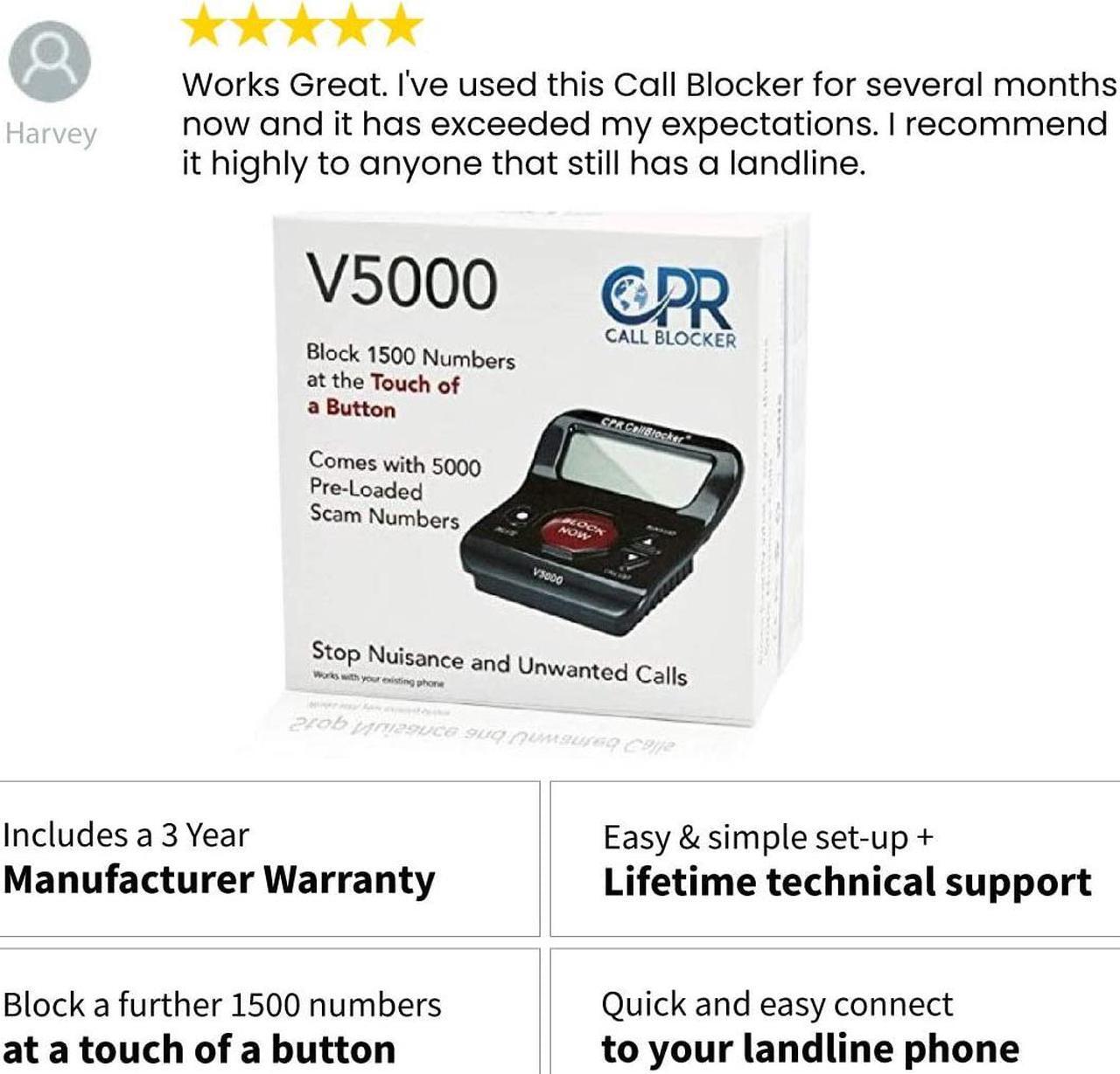 Alt view image 10 of 14 - CPR V5000 Landline Call Blocker, Block 5000 Known and 1500 Additional Scam Robocall. Block All Robocalls, Political Calls, Private Calls at a Touch of a Button