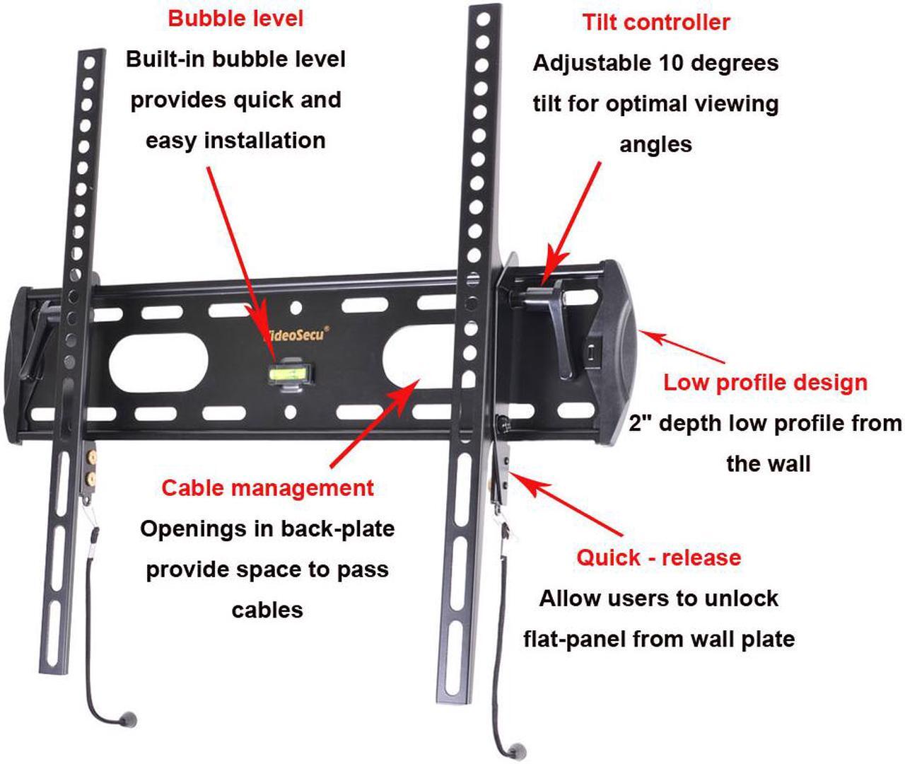 Alt view image 5 of 5 - VideoSecu Tilt TV Wall Mount for most Samsung VIZIO Sharp Toshiba Insignia Phillips Sansui 26-47 inch LCD LED Flat Panel Screen with VESA 400x400mm Low Profile Bracket 1XP