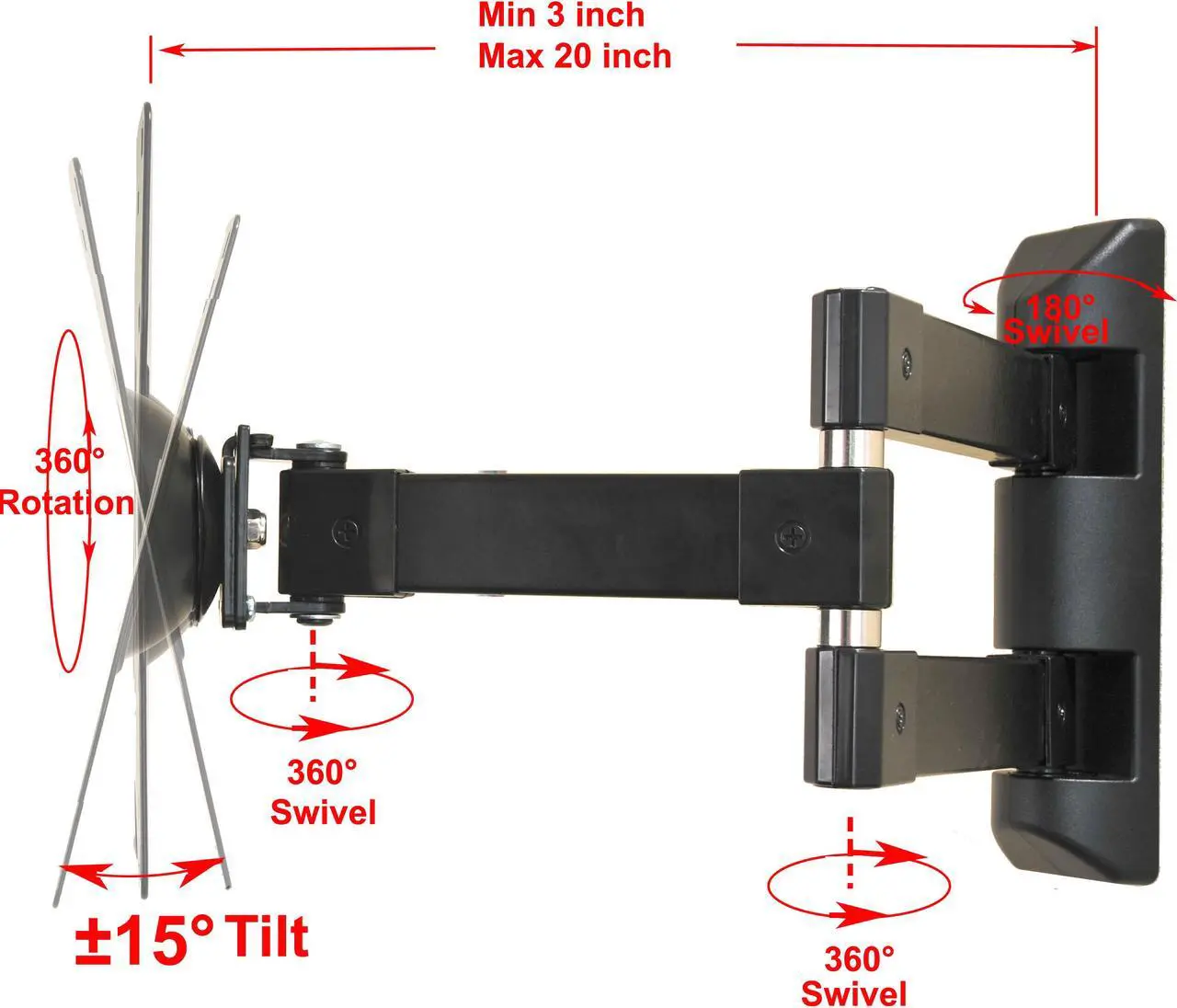 Alt view image 3 of 3 - VideoSecu Swivel Tilt Rotate TV Monitor Wall Mount for 22-39 inch, some up to 42 inch LCD LED HDTV with VESA 200x200/ 100x100, loading 66lbs, Articulating TV Bracket/ Heavy Duty 3K9