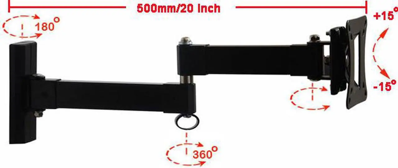 Alt view image 5 of 5 - VideoSecu Heavy Duty TV Monitor Wall Mount for 15-32 inch LCD LED HDTV Tilt Swivel Long Arm TV Mount Bracket with VESA 75x75/ 100x100, loading 55lbs 1US