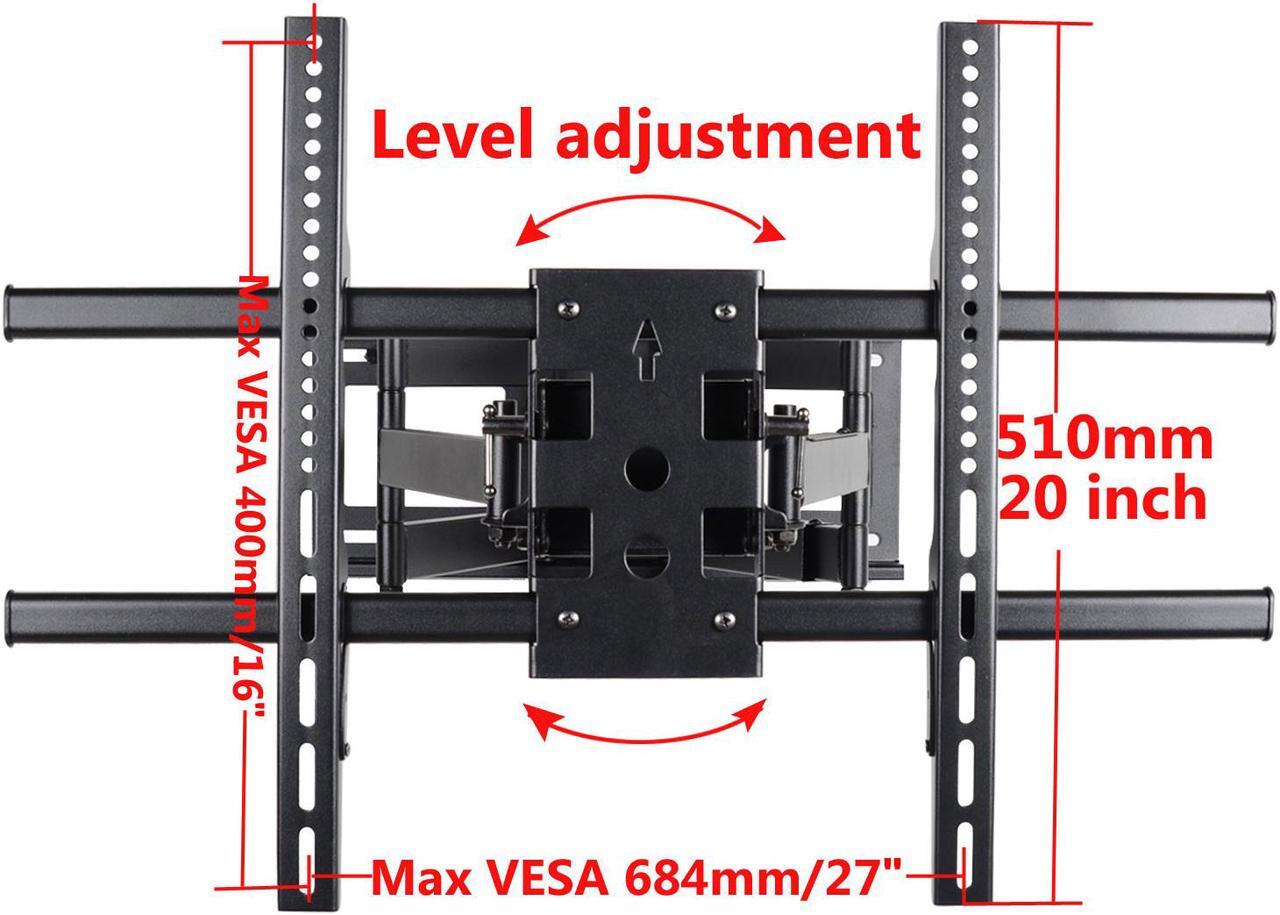 Alt view image 7 of 7 - VideoSecu Tilt Swivel Articulating Dual Arm Full Motion TV Wall Mount Bracket for most 40-70" LCD LED Plasma 3D HDTV with loading 165lbs, Max VESA 684x400mm/ Cable Management/ Free 10ft HDMI Cable A37