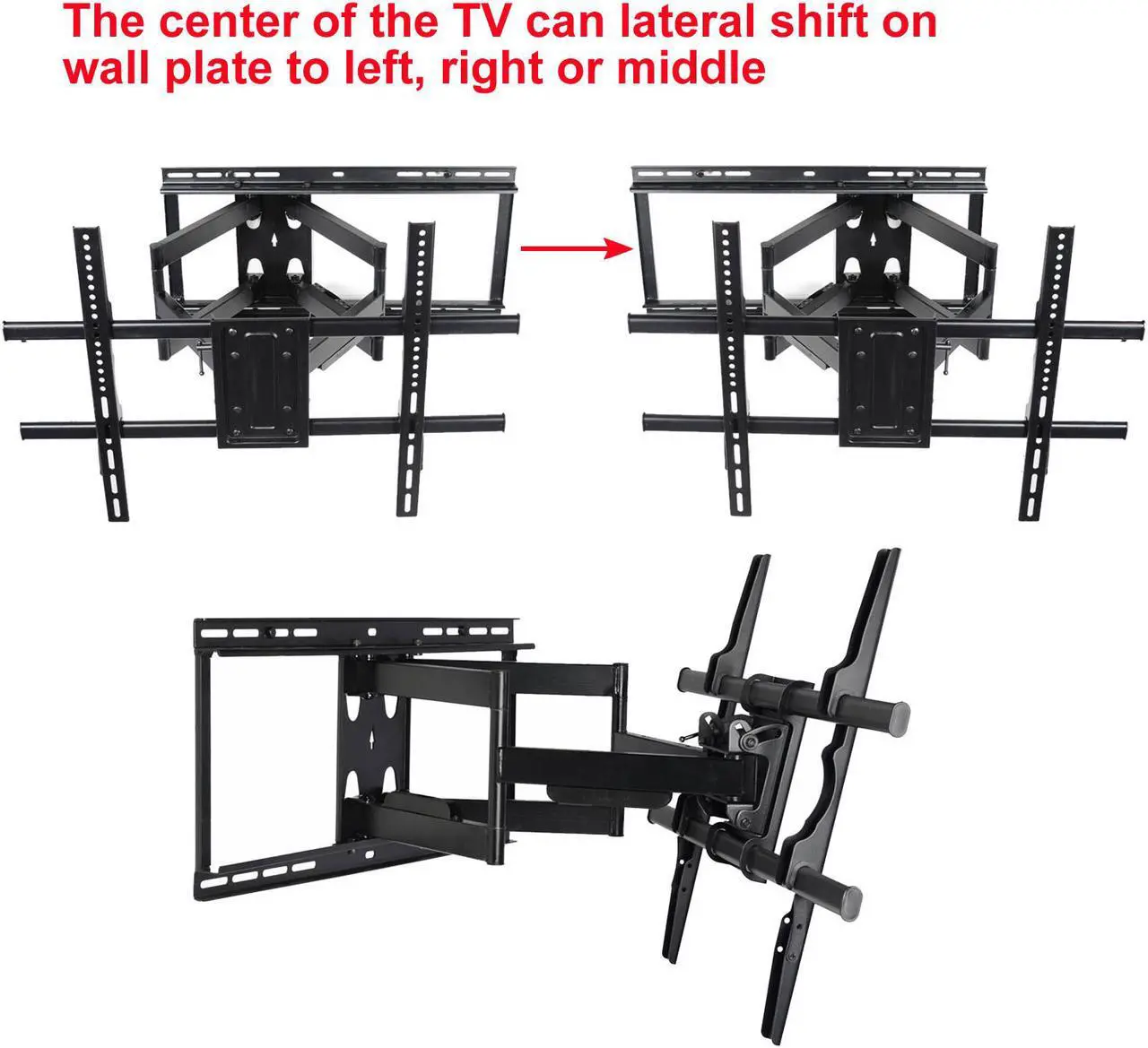 Alt view image 7 of 7 - VideoSecu Heavy Duty Full Motion Tilt Swivel Extend TV Wall Mount for most 40-88" Sony Samsung LG Panasonic Vizio Sharp LCD LED Plasma HDTV with VESA 684x400/ 600x400mm/ 400x400, loading 135lbs bn5