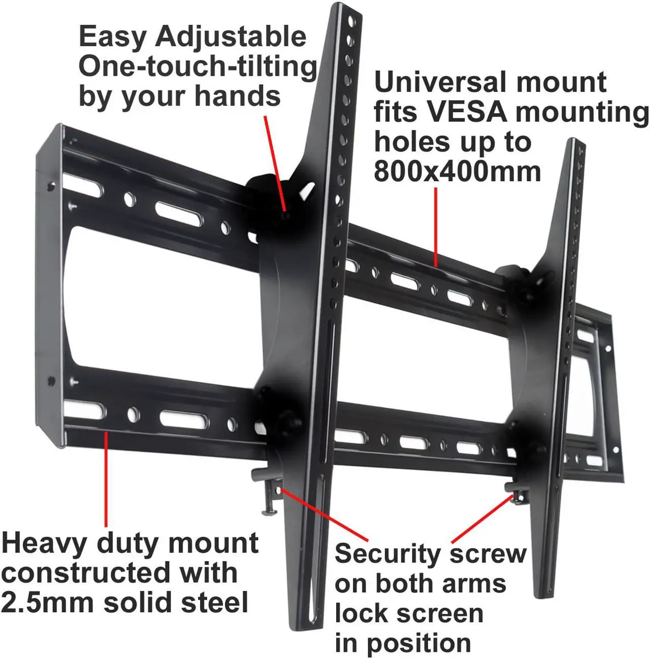 Alt view image 7 of 7 - VideoSecu Heavy Duty Tilt TV Wall Mount for most 65 70 75 77 78 79 80 84 85 inch LCD LED Plasma HDTV Flat Panel Screen with loading 220lbs wti