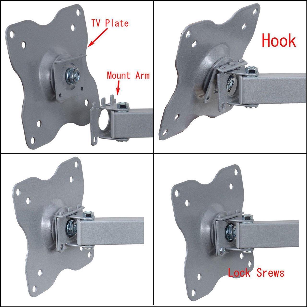 Alt view image 7 of 7 - VideoSecu Full Motion Tilt Swivel TV Monitor Wall Mount Swing Arm Bracket for Toshiba 19 20 22 24 26 27 28 inch LED LCD 19LV505 19LV506 19AV500U 19AV501U 19AV51U 24D1633DB 24W1633DB BA2