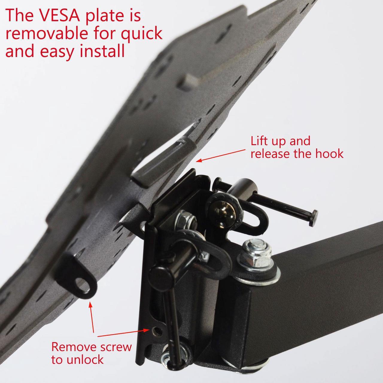 Alt view image 4 of 14 - VideoSecu Full Motion Articulating TV Wall Mount for most 26-55" LCD LED HDTV UHD, Long Arm Tilt Swivel TV Mount Bracket with Max VESA 400x400mm, Loading 88lbs, Cable Management BJZ