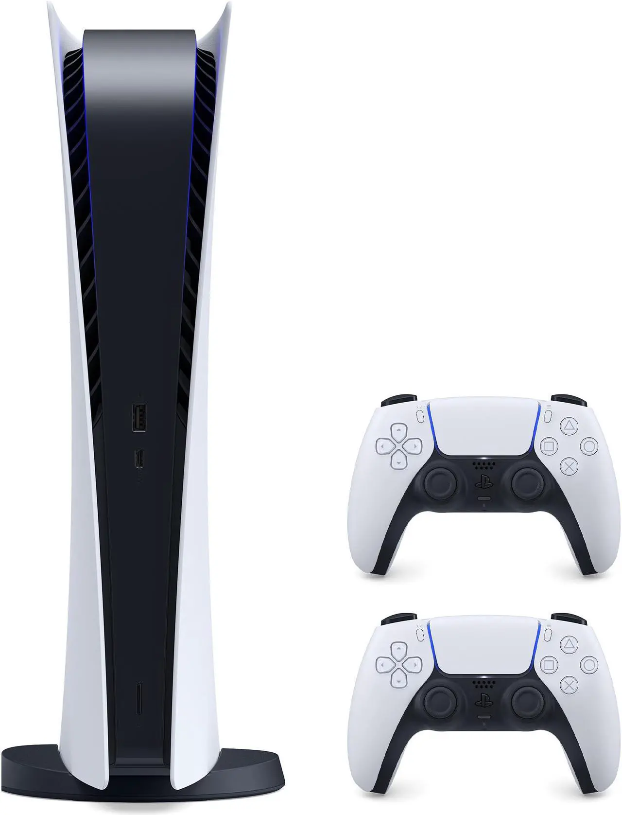 Main image of 2021 New Play Station Digital Version Console with 2 Wireless Controllers - White