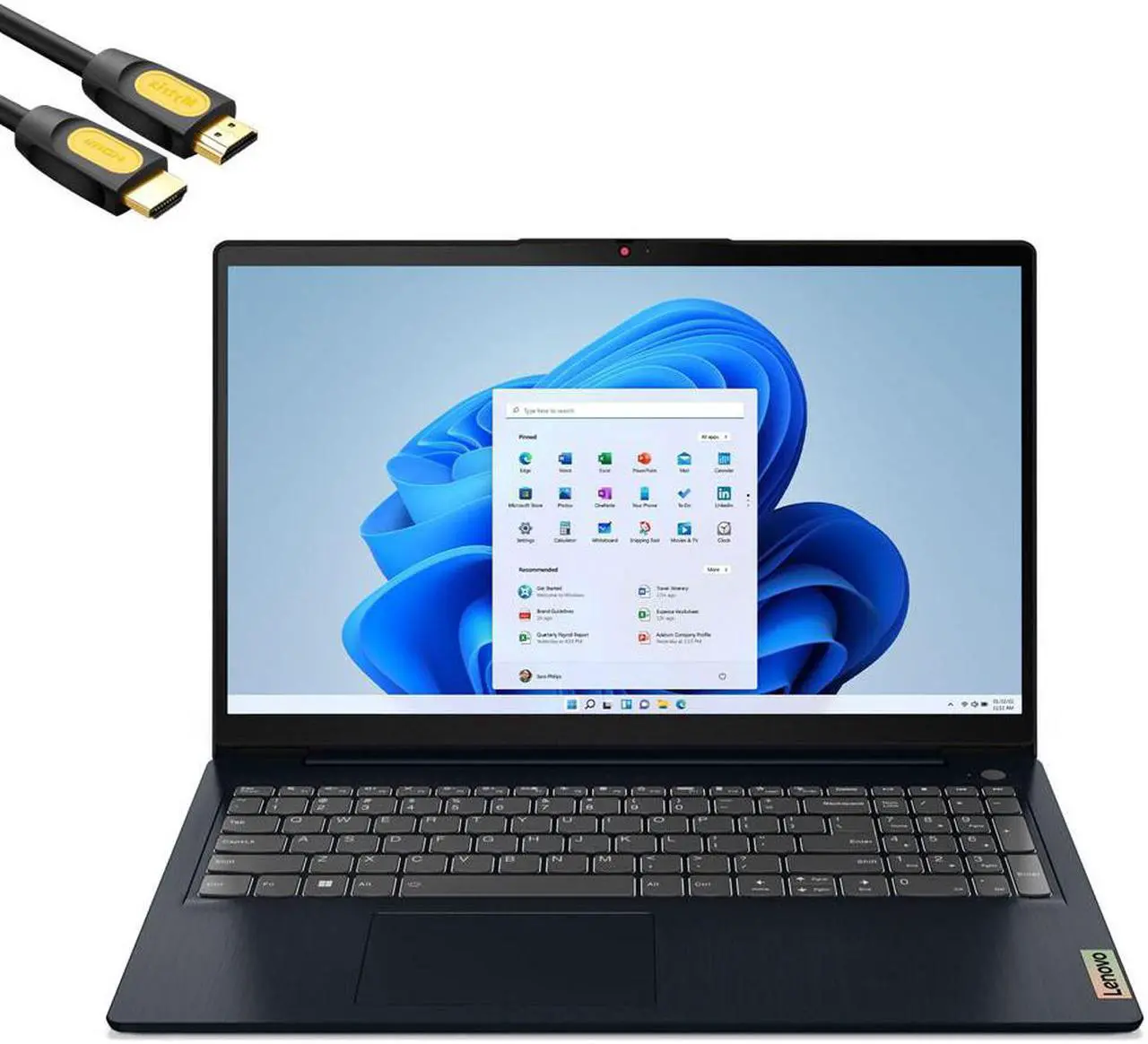 Main image of 2022 Lenovo IdeaPad 3 15.6" FHD Laptop, AMD Ryzen 7 5825U (Beat i7-1260P), 16GB RAM, 512GB PCIe SSD, USB-C, HDMI, SD Card Reader, Backlit, FP Reader, Keypad, Mytrix HMDI Cable, Abyss Blue, Win 11