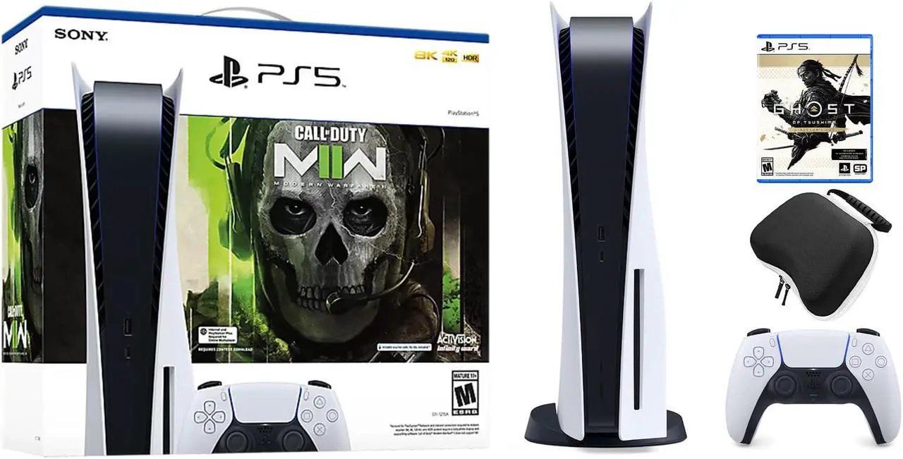 Main image of PlayStation 5 Disc Edition Call of Duty Modern Warfare II Bundle with Ghost of Tsushima Director's Cut and Mytrix Controller Case