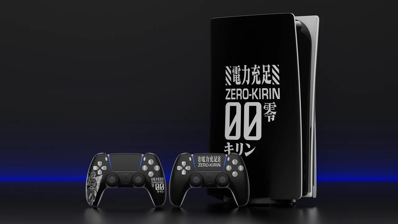 Alt view image 2 of 4 - Mytrix Whole Body Protective Skin for PS5 Disc Console, Durable Vinyl Decal Easy Apply Style Wrap Stickers for PS5 - Zero-Kirin Black