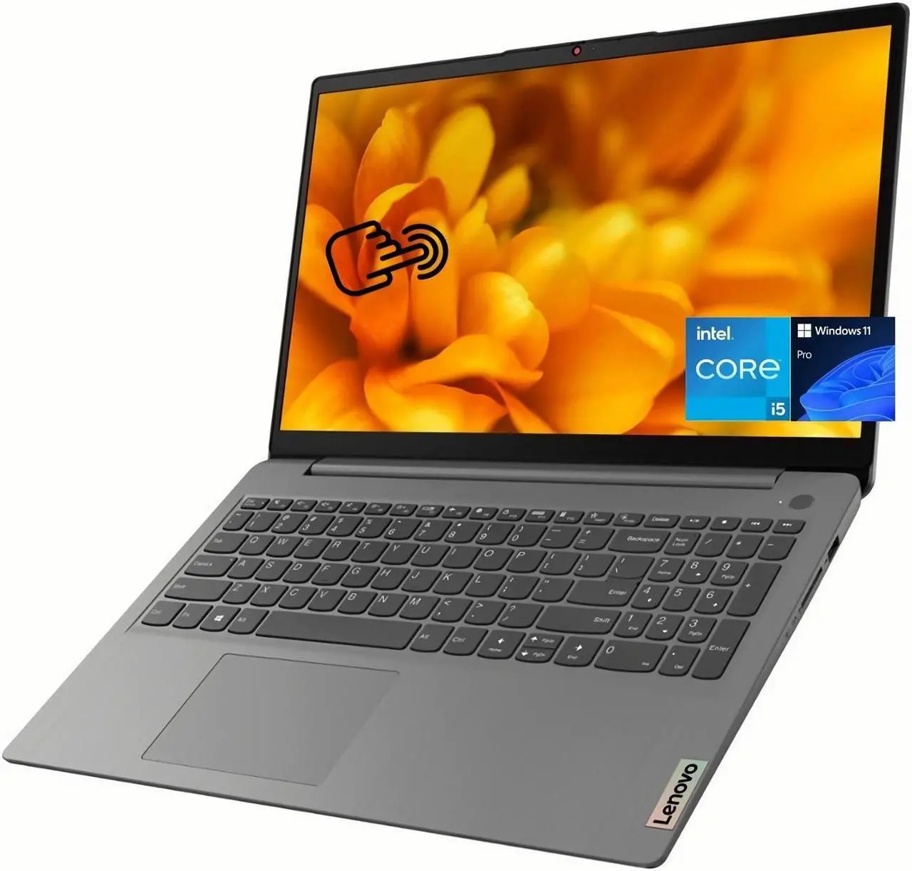 Main image of Lenovo Ideapad 3i Touch Laptop, 15.6" FHD Display, 11th Gen Intel 4-Core i5-1135G7, Intel Iris Xe Graphics, 8GB RAM, 256GB PCIe SSD, Webcam, KeyPad, WiFi 6, USB-C, Win 11 Pro, Arctic Grey
