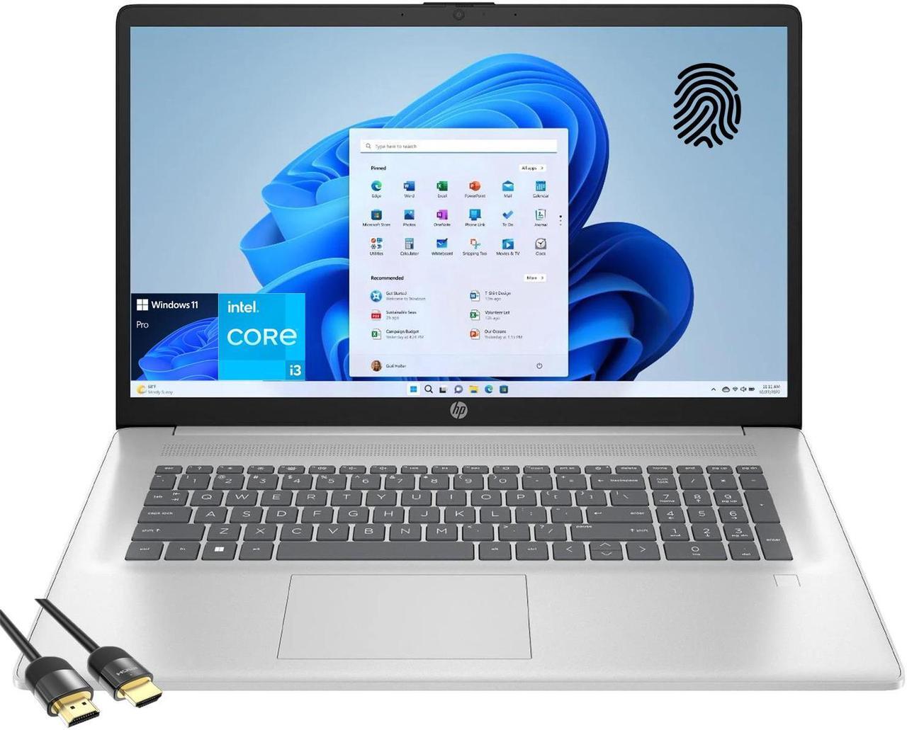 Main image of HP Laptop for Business & Student, 17.3" FHD IPS Anti-Glare Display, Intel Core i3-N305, 16GB RAM, 1TB PCIe SSD, FP Reader, Keypad, WiFi 6, Fast Charge, Webcam, USB-C, Mytrix HDMI Cable, Win 11 Pro