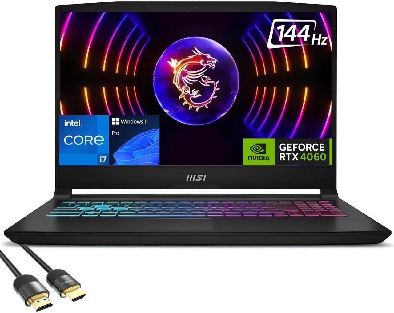 Main image of MSI Katana 15 Gaming Laptop, 15.6" FHD Display, 12th Gen Intel Core i7-12650H, GeForce RTX 4060 8GB, 16GB DDR5, 1TB PCIe 4.0, WiFi 6, 4-Zone RGB Backlit KB, USB-C, RJ45, Mytrix HDMI Cable, Win 11 Pro
