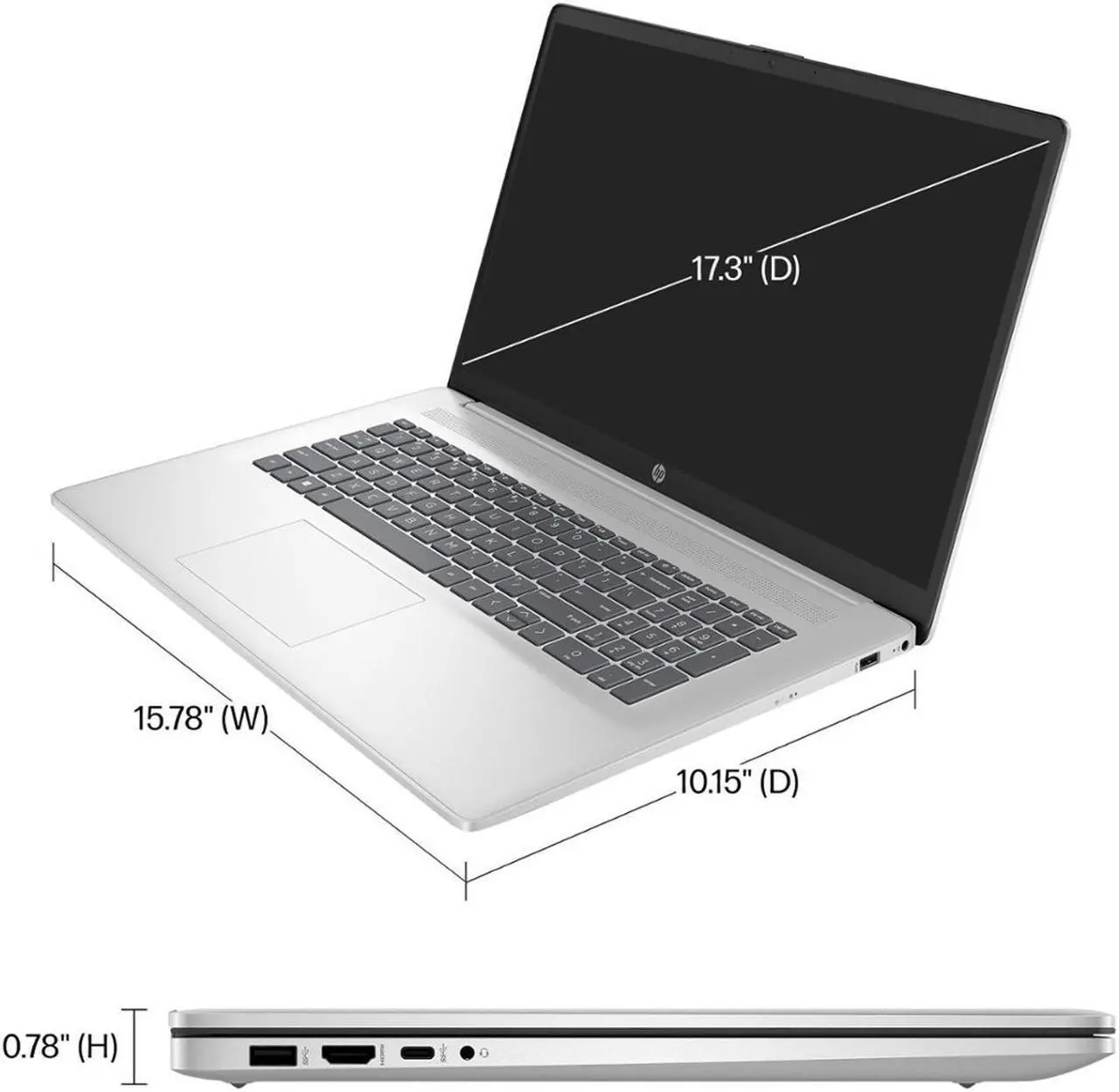 Alt view image 5 of 7 - HP Laptop for Students and Business, 17.3" FHD IPS Display, 12th Gen Intel Core i3-1215U (Up to 4.40 GHz), 16GB RAM, 1TB PCIe SSD, Webcam, Keypad, USB-C, Bluetooth, HDMI, Mytrix HDMI Cable, Win 11 Pro
