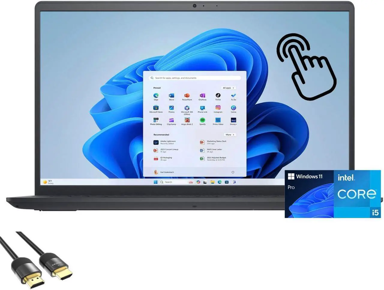 Main image of Dell Inspiron 15 Laptop for Students and Business, 15.6 FHD TouchScreen Display, 12th Gen Intel Core i5-1235U, 64GB RAM, 1TB PCIe SSD, Keypad, Webcam, HDMI, SD Card Reader, Mytrix HDMI, Win 11 Pro