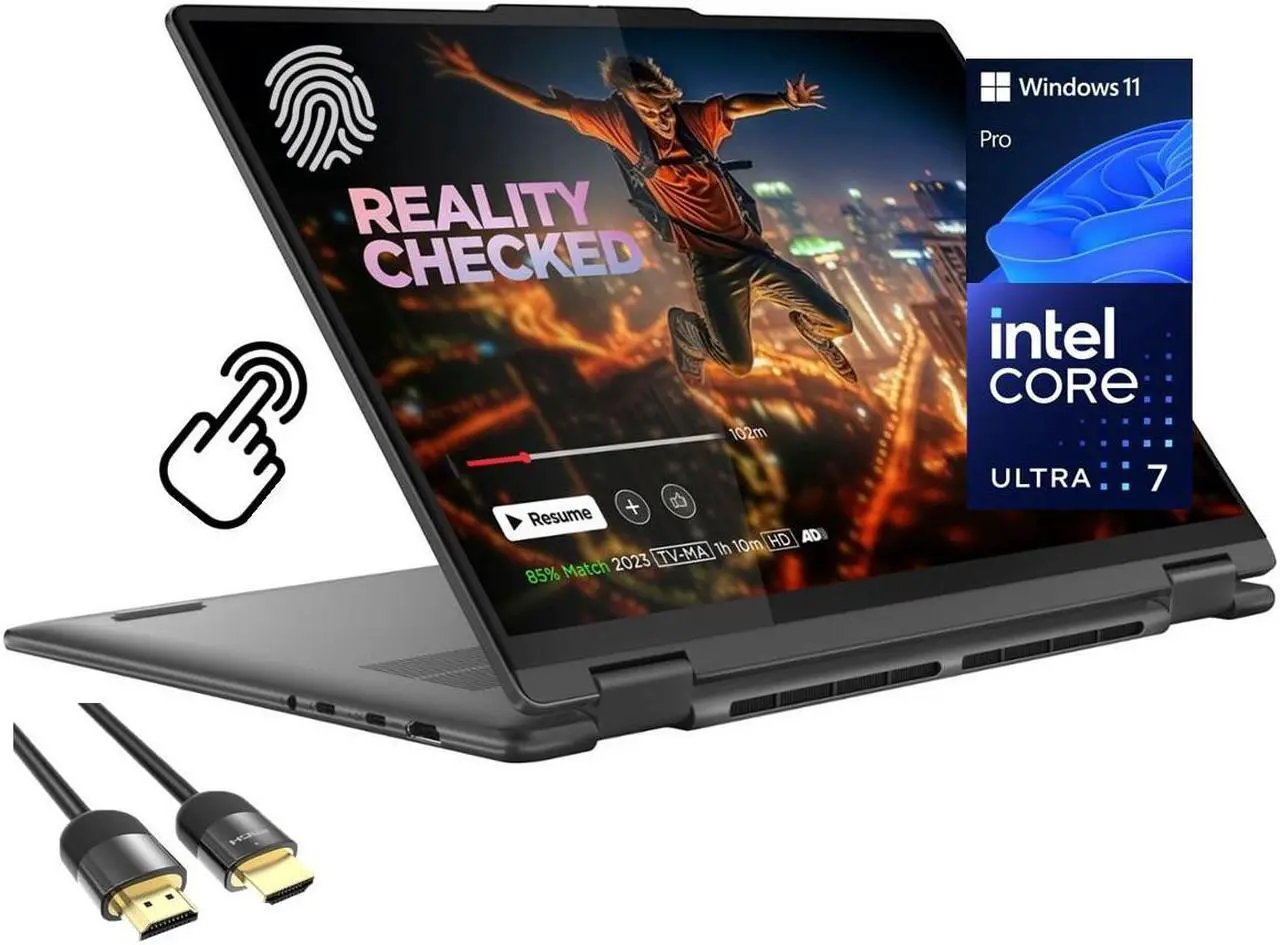 Main image of Lenovo Yoga 7i 2-in-1 Laptop, 16" 2K Touchscreen Display, Core Ultra 7 155U (Up to 4.80 GHz), 16GB DDR5, 256GB PCIe SSD, Wi-Fi 6E, Backlit KB, FP Reader, TB 4, Webcam, Keypad, Mytrix HDMI, Win 11 Pro