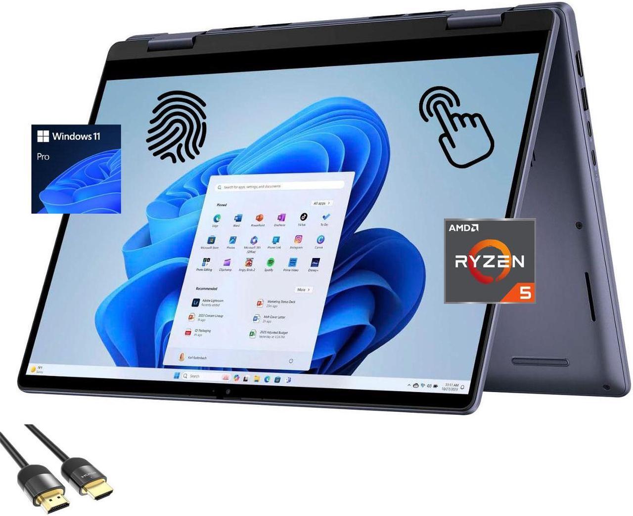 Main image of Dell Inspiron 14 2-in-1 Laptop, 14" FHD TouchScreen Display, AMD Ryzen 5-8640HS(Up to 4.9Hz), 16GB DDR5, 1TB PCIe SSD, Backlit KB, FP Reader, SD Card Reader, WiFi 6E, USB-C, Mytrix HDMI, Win 11 Pro