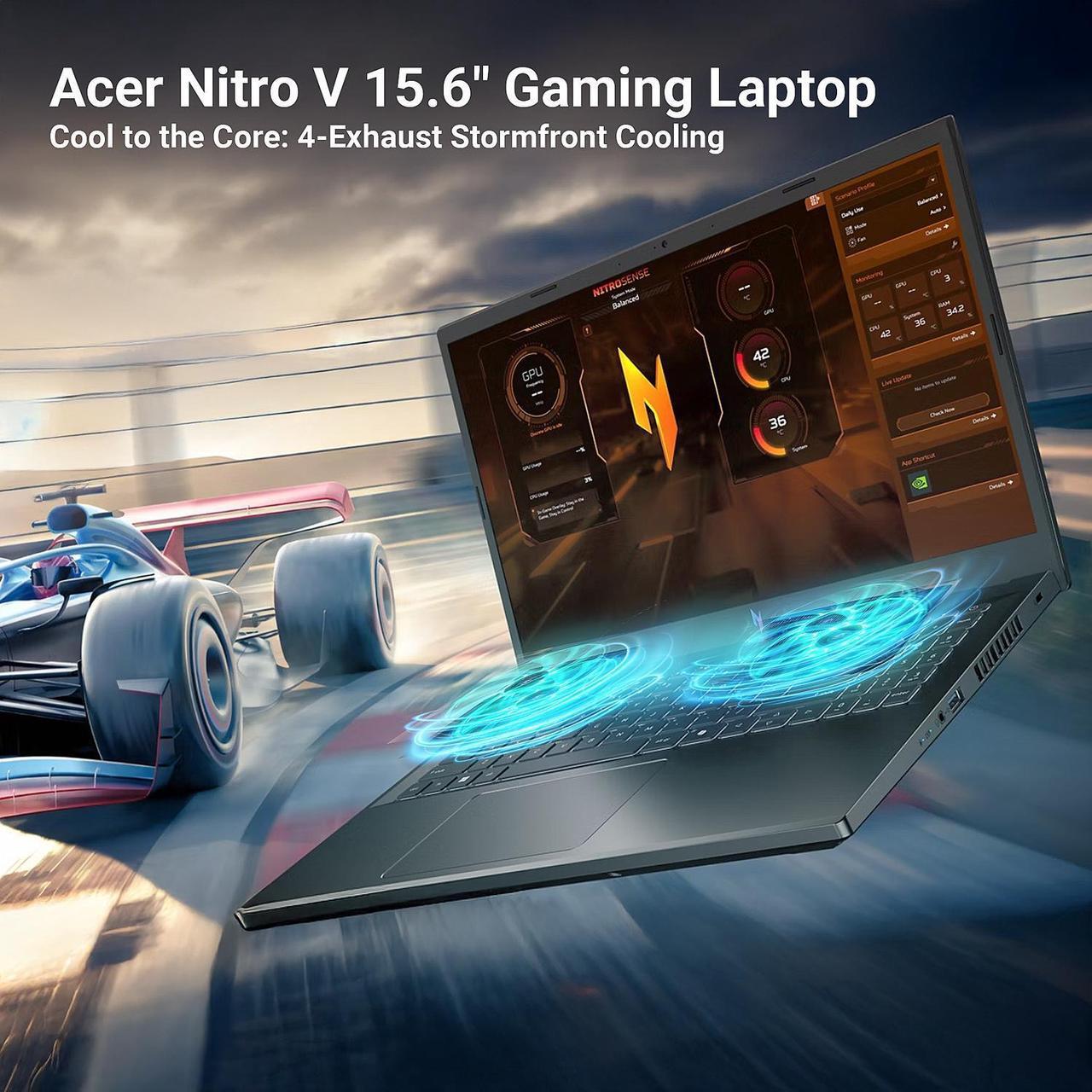 Alt view image 3 of 7 - Acer Nitro V 15.6" Gaming Laptop, AMD Ryzen 5 7535HS Hexa-Core, NVIDIA GeForce RTX 4050, 144Hz FHD IPS, 16GB RAM, 2TB SSD, WiFi 6, Backlit Keyboard, 2.4GHz Wireless Headset, Windows 11 Pro