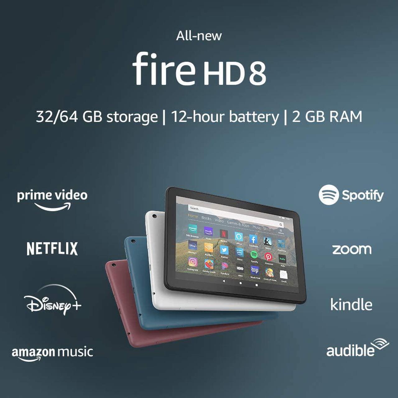 Alt view image 2 of 7 - All-new Fire HD 8 tablet, 8" HD display, 32 GB, designed for portable entertainment, Black
