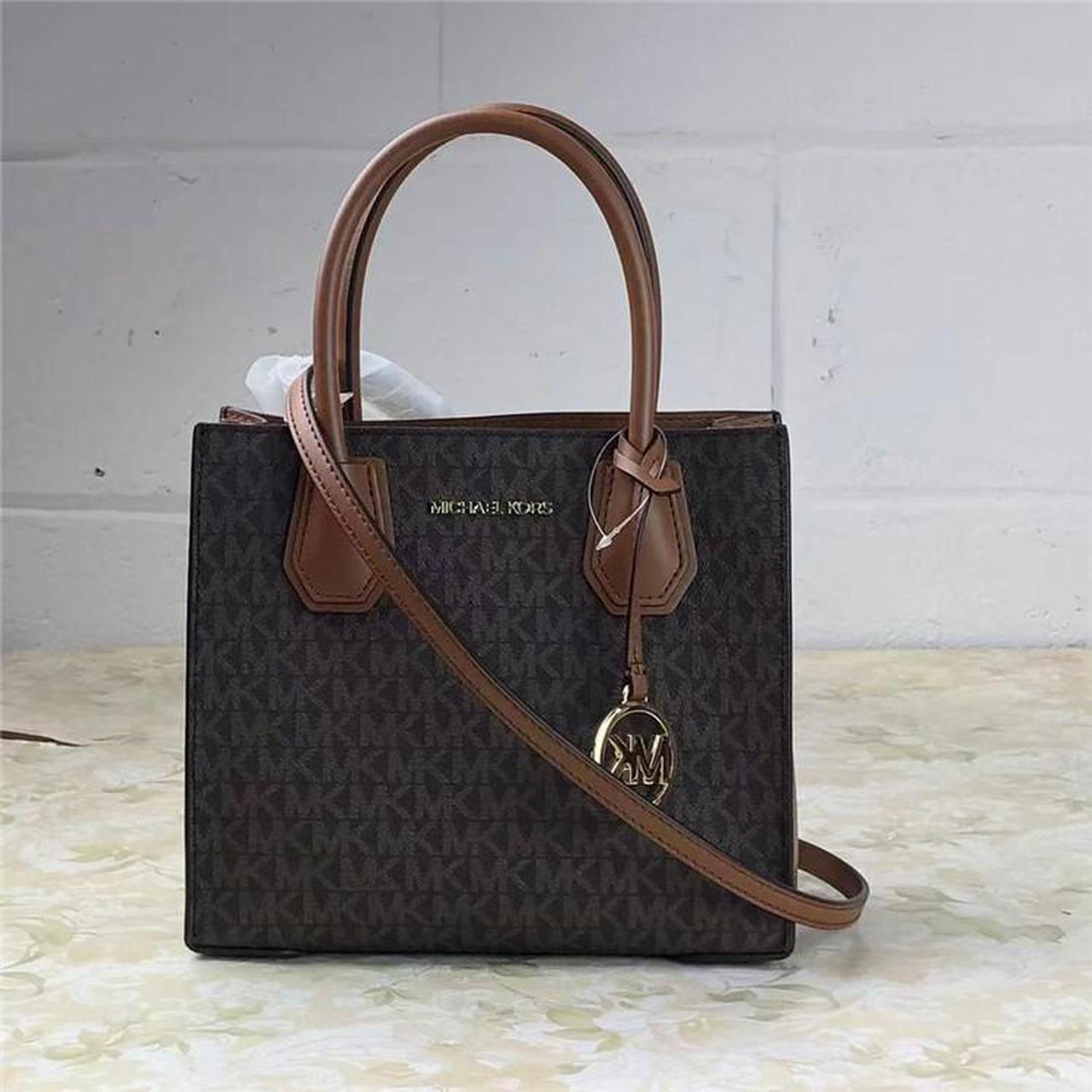 Main image of MICHAEL KORS Mercer 35S1GM9M2B Medium Logo and Leather Accordion Crossbody Bag In Brown