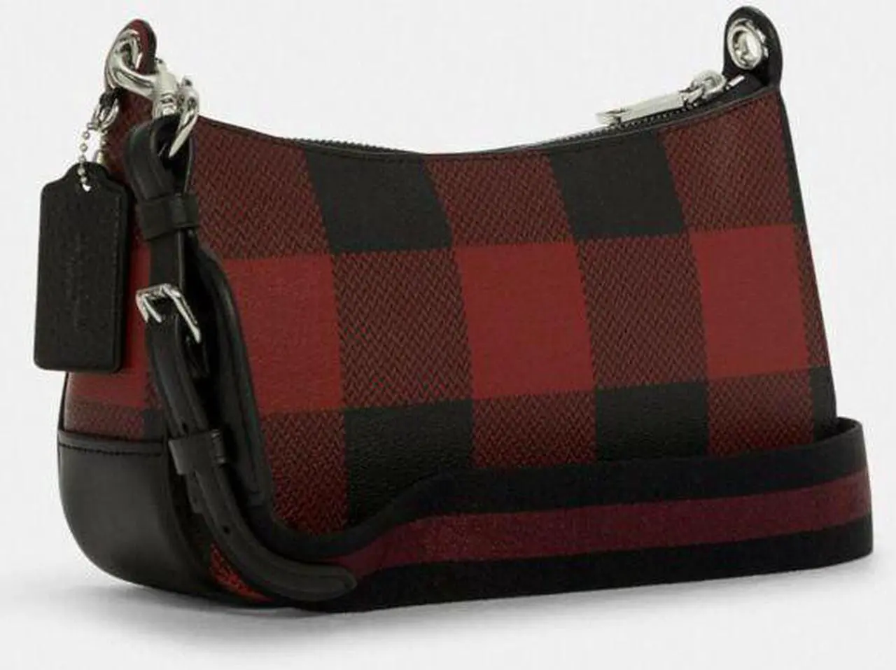 Alt view image 2 of 4 - COACH C6818 Jes Baguette With Buffalo Plaid Print Black 1941 Red Multi