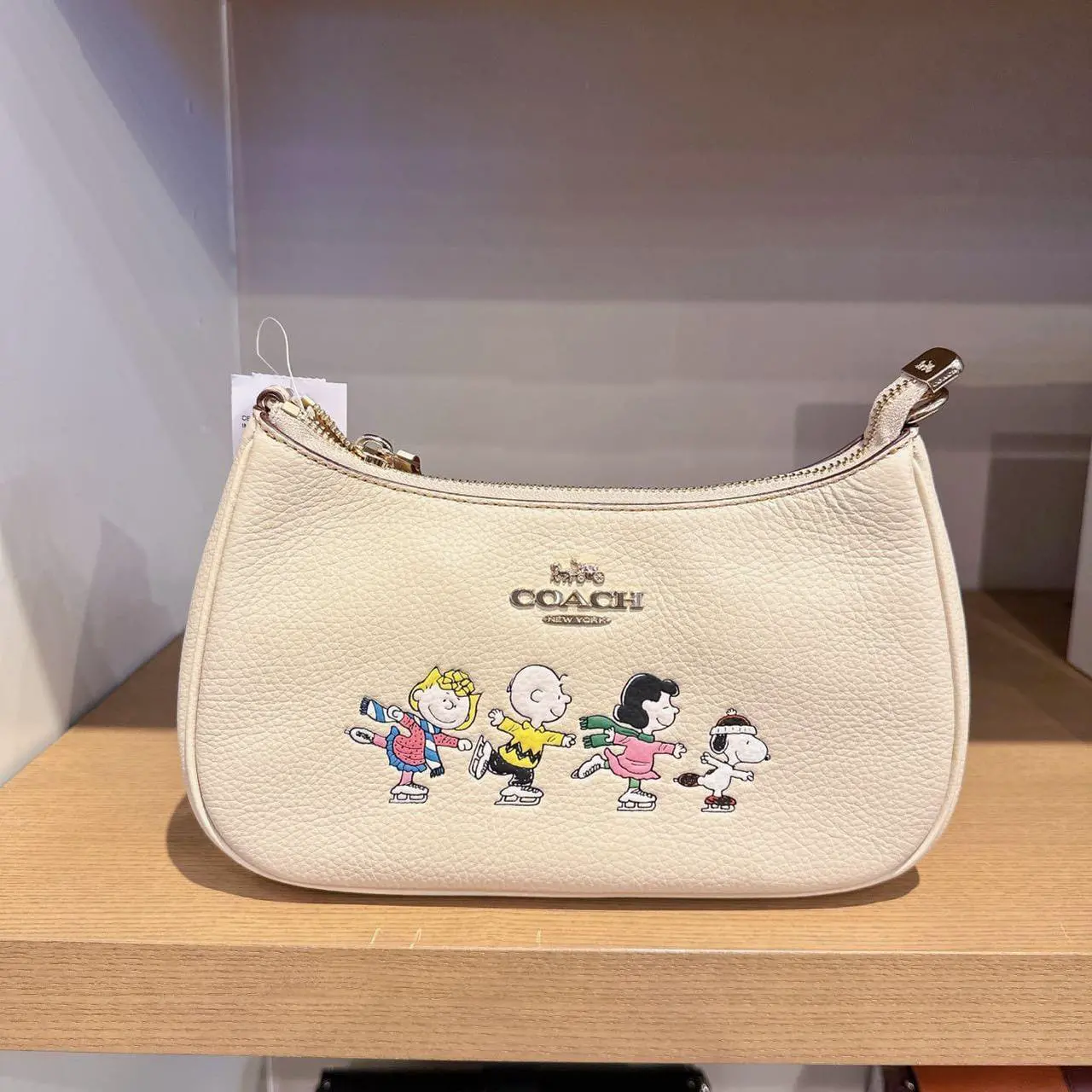Alt view image 2 of 6 - Coach CE861 Coach X Peanuts Teri Shoulder Bag With Snoopy In Gold/Ivory Multi