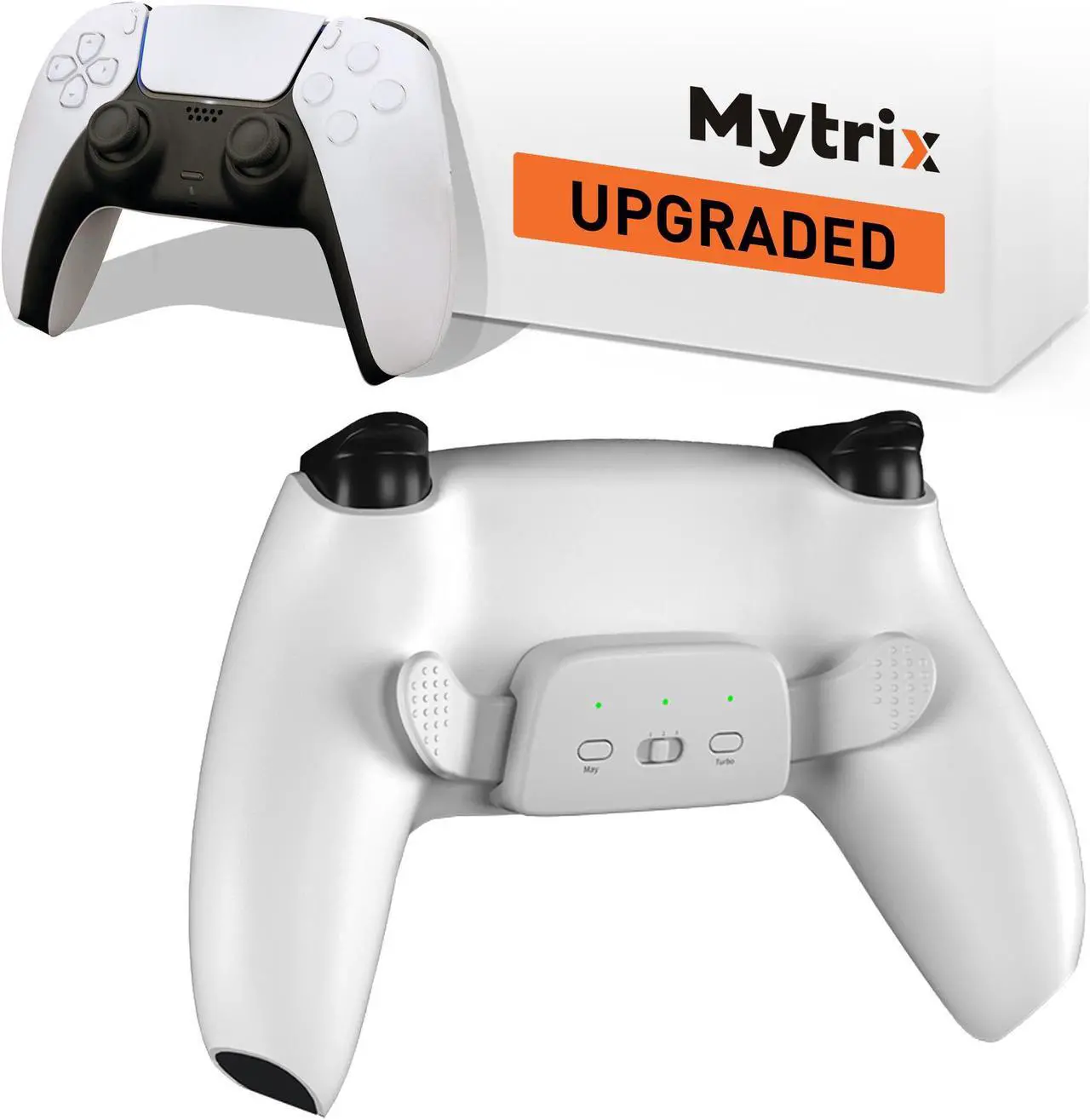Main image of Mytrix Customized Controller with 2 Remappable Paddles for PlayStation 5 (PS5), Programmable Back Buttons with Fast Turbo Auto-Fire, 3 Setup Saving Slots Onboard Switch  White