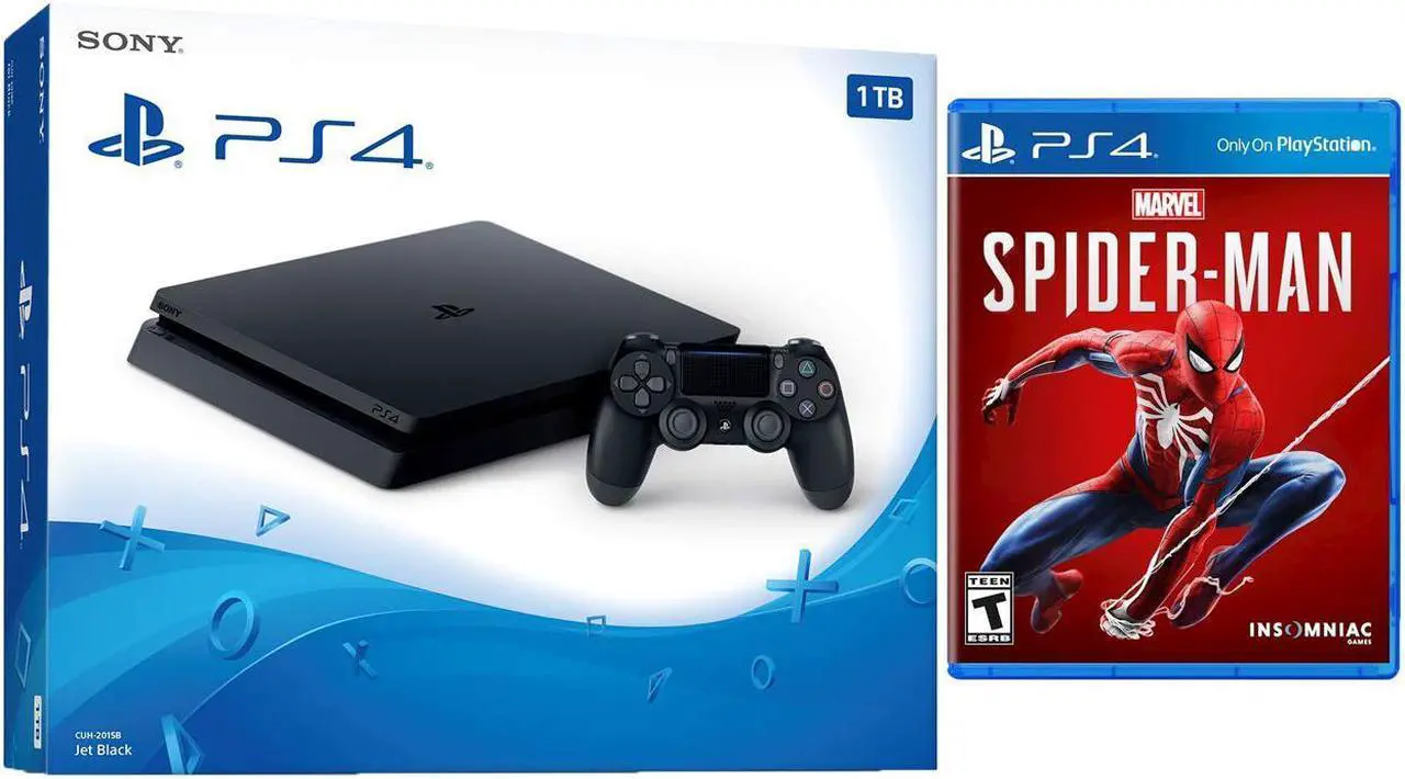Main image of Playstation Marvel's Spider-Man Starter Bundle: Playstation 4 Slim 1TB Console - Black and Marvel's Spider-Man Game
