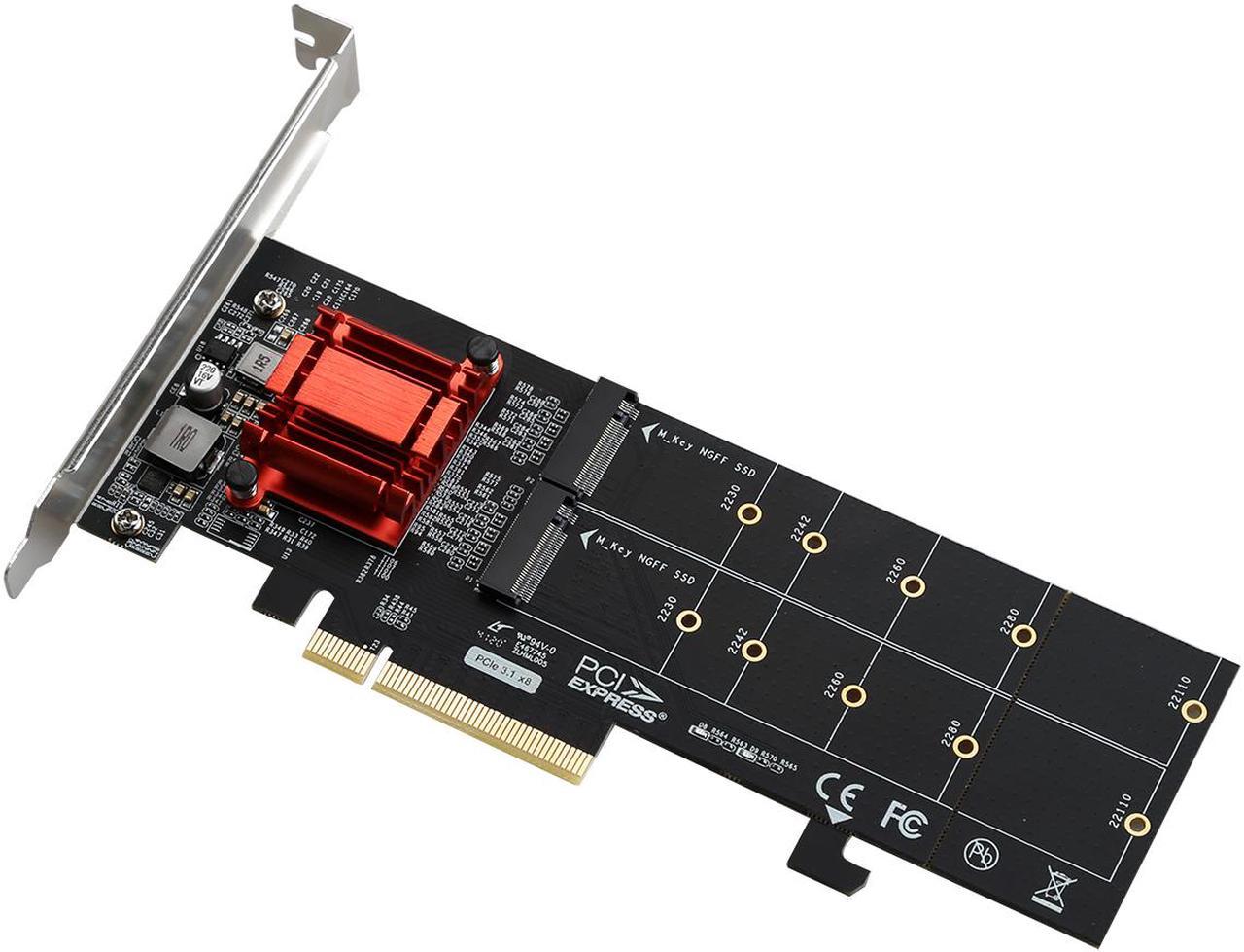 Dual NVMe PCIe Adapter, RIITOP (2 Ports) M.2 NVMe SSD to PCI-e Express 3.1 x8 Expansion Add-on Card