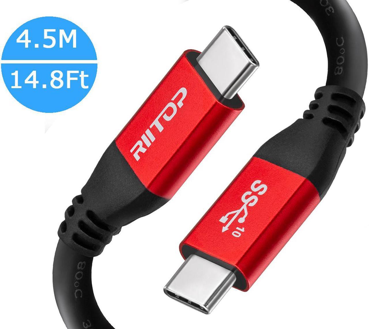 USB C to USB C Fast Charging Cable 15Ft, RIITOP USB 3.1 Gen 2 10Gbps Type C Cable with E-Marker Chipset, PD Charging 96W(20V 5A),Compatible with Gaming Box, Digital Camera, Oculus Quest 2 Link