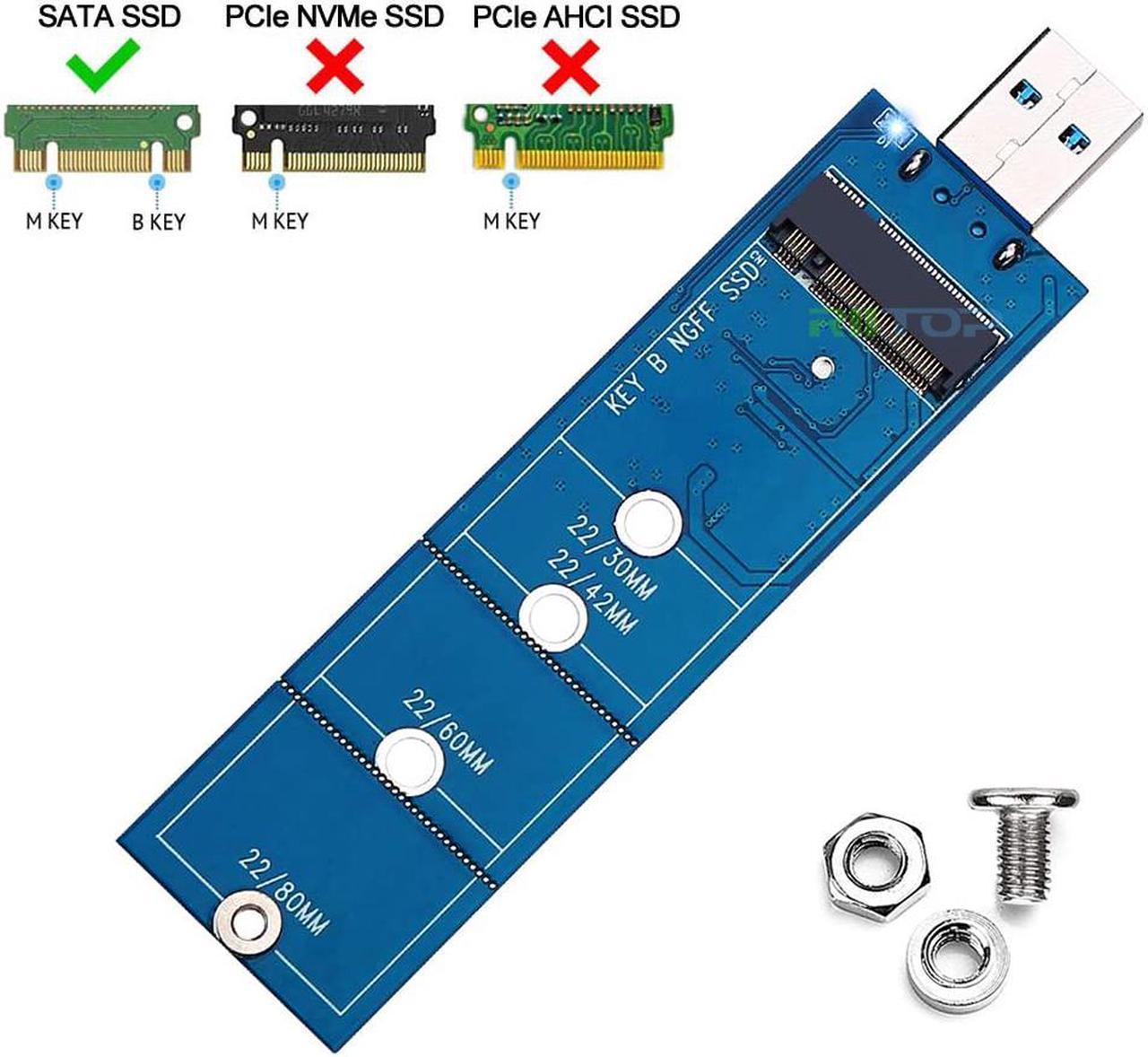 RIITOP B Key M.2 NGFF SATA SSD to USB Adapter for M.2 2280 mm NGFF SATA SSD to USB 3.0 (No Need Cable) Converter Adaptor, USB to 2280 mm M.2 SSD Hard Drive Adapter, NGFF SSD Reader Card