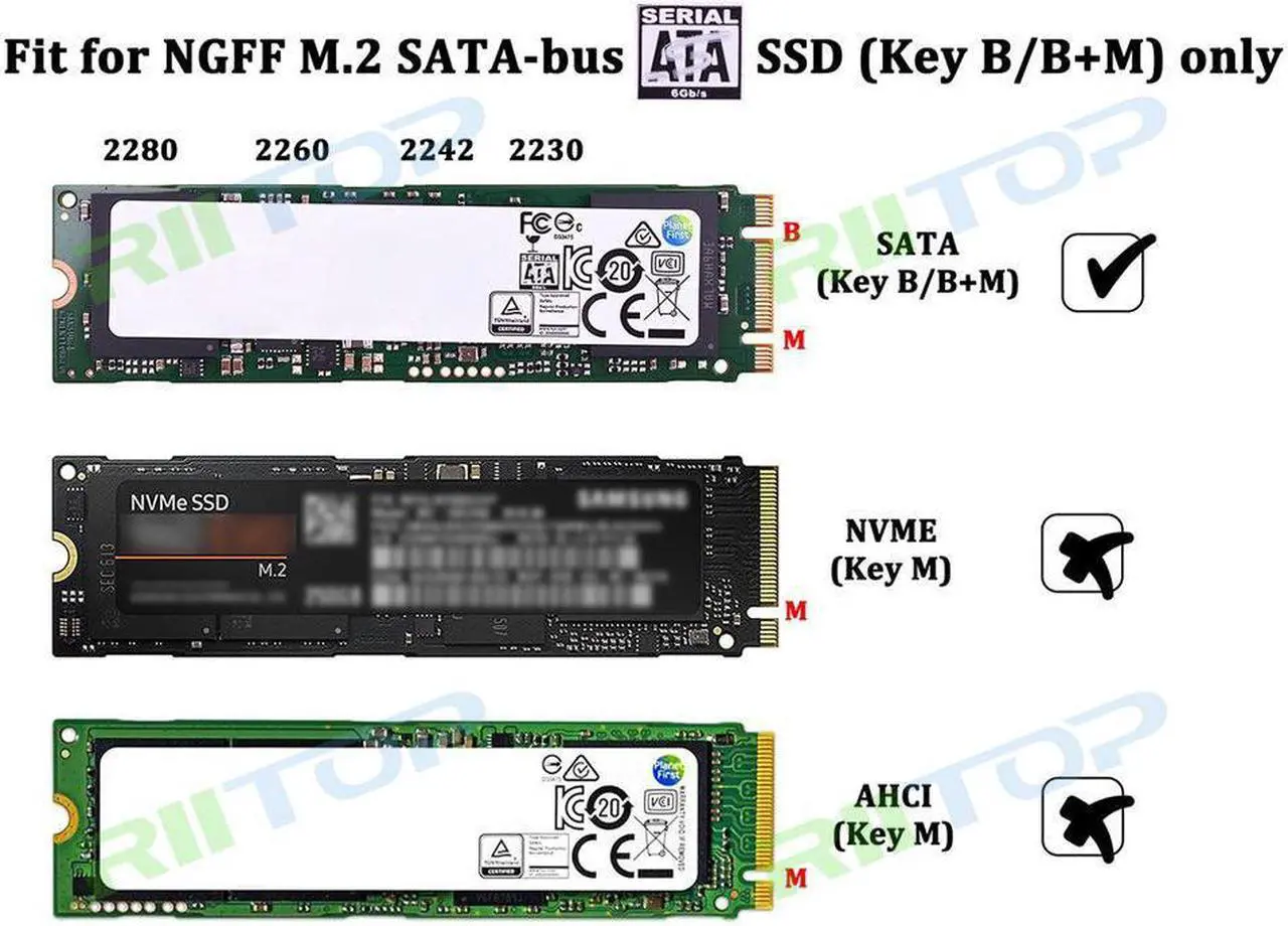 Alt view image 4 of 7 - RIITOP M.2 NGFF SSD to USB Adapter Enclosure Case, Use as Portable SSD, High Performance M.2 External Enclosure, For B Key SATA M.2 NGFF SSD  2230 2242 2260 2280mm