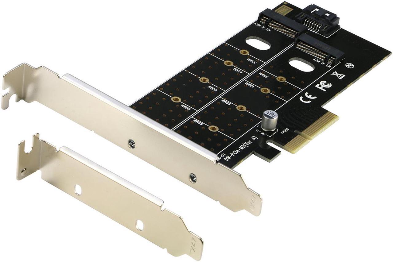 Dual M.2 to PCIe Adapter, RIITOP M.2 NVMe SSD to PCIe Adapter & NGFF (B+M Key) SSD to SATA Controller Expansion Card for 1x NVMe SSD and 1x NGFF (SATA Based) SSD