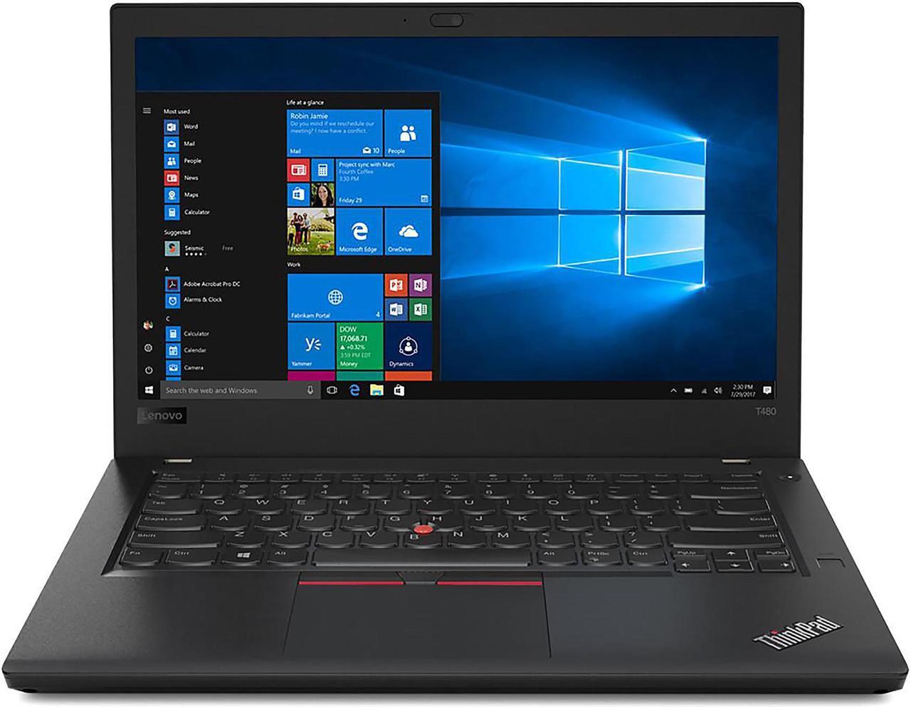 Main image of Lenovo ThinkPad T480, 14" FHD Laptop, Intel Core i5-7200U @ 2.50 GHz, 32GB DDR4, 500GB HDD, Bluetooth, Webcam, Microsoft Windows 10 Pro 64-bit