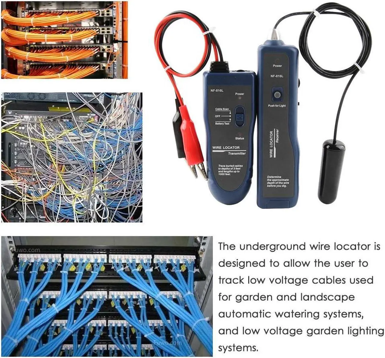 Alt view image 3 of 7 - Underground Wire Locator NF-816L Underground Cable Detection Instrument Concealed Wiring Line Finder Rechargeable Wire Finder 24