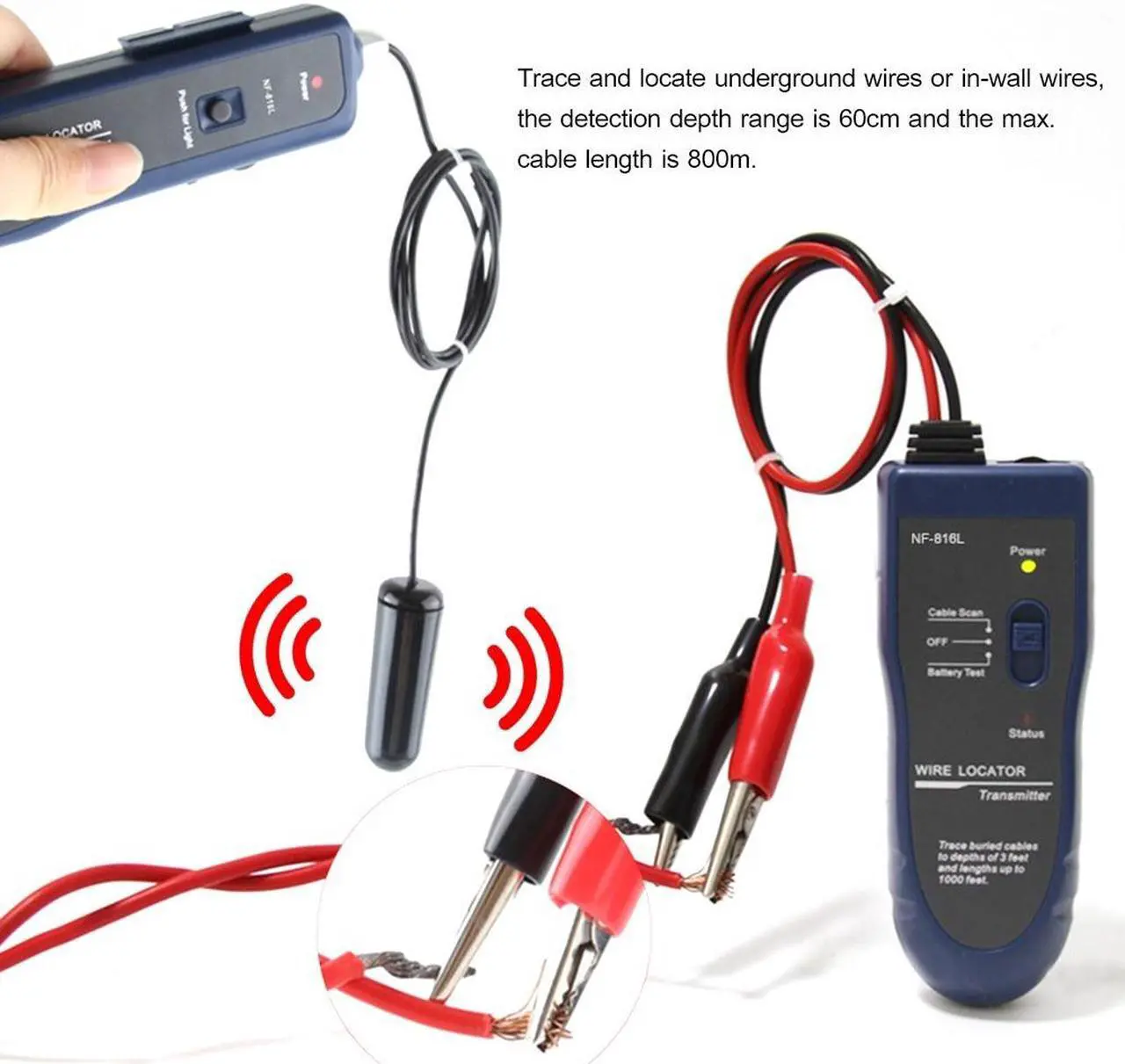 Alt view image 7 of 7 - Underground Wire Locator NF-816L Underground Cable Detection Instrument Concealed Wiring Line Finder Rechargeable Wire Finder 24