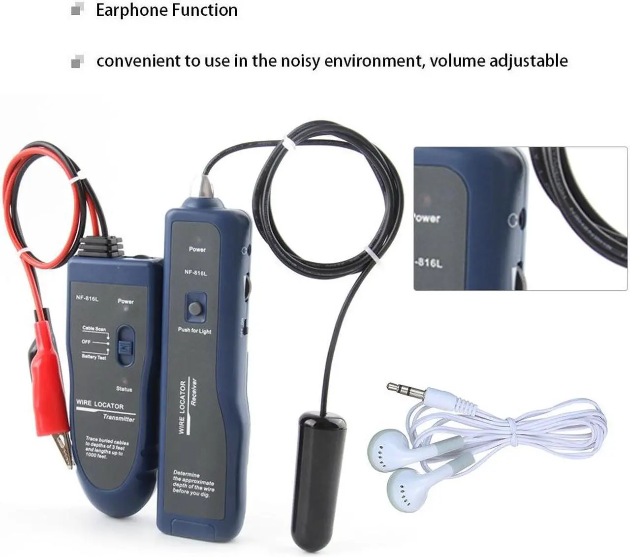 Alt view image 6 of 7 - Underground Wire Locator NF-816L Underground Cable Detection Instrument Concealed Wiring Line Finder Rechargeable Wire Finder 24