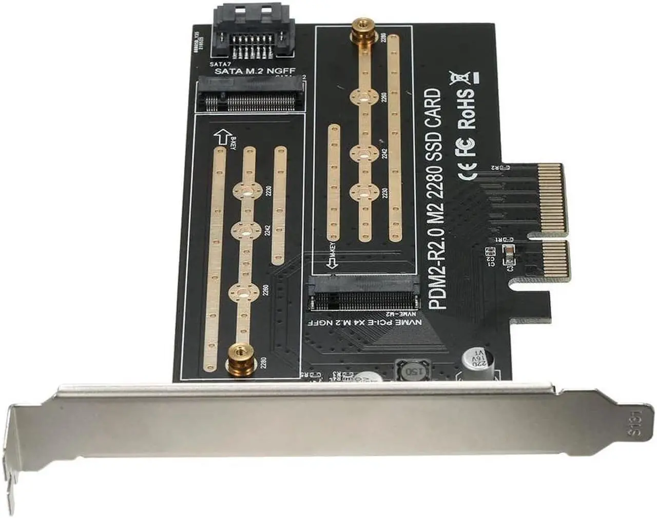 Alt view image 2 of 7 - M.2 NVME to PCI-E X4 Expansion Card SSD Adapter Card with M.2 M-key B-key Interfaces Support NVME SATA Dual Protocol