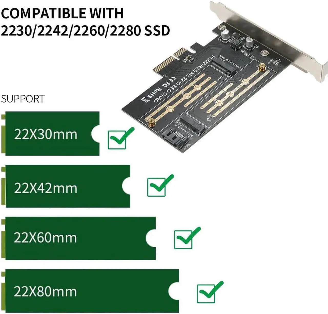 Alt view image 3 of 7 - M.2 NVME to PCI-E X4 Expansion Card SSD Adapter Card with M.2 M-key B-key Interfaces Support NVME SATA Dual Protocol