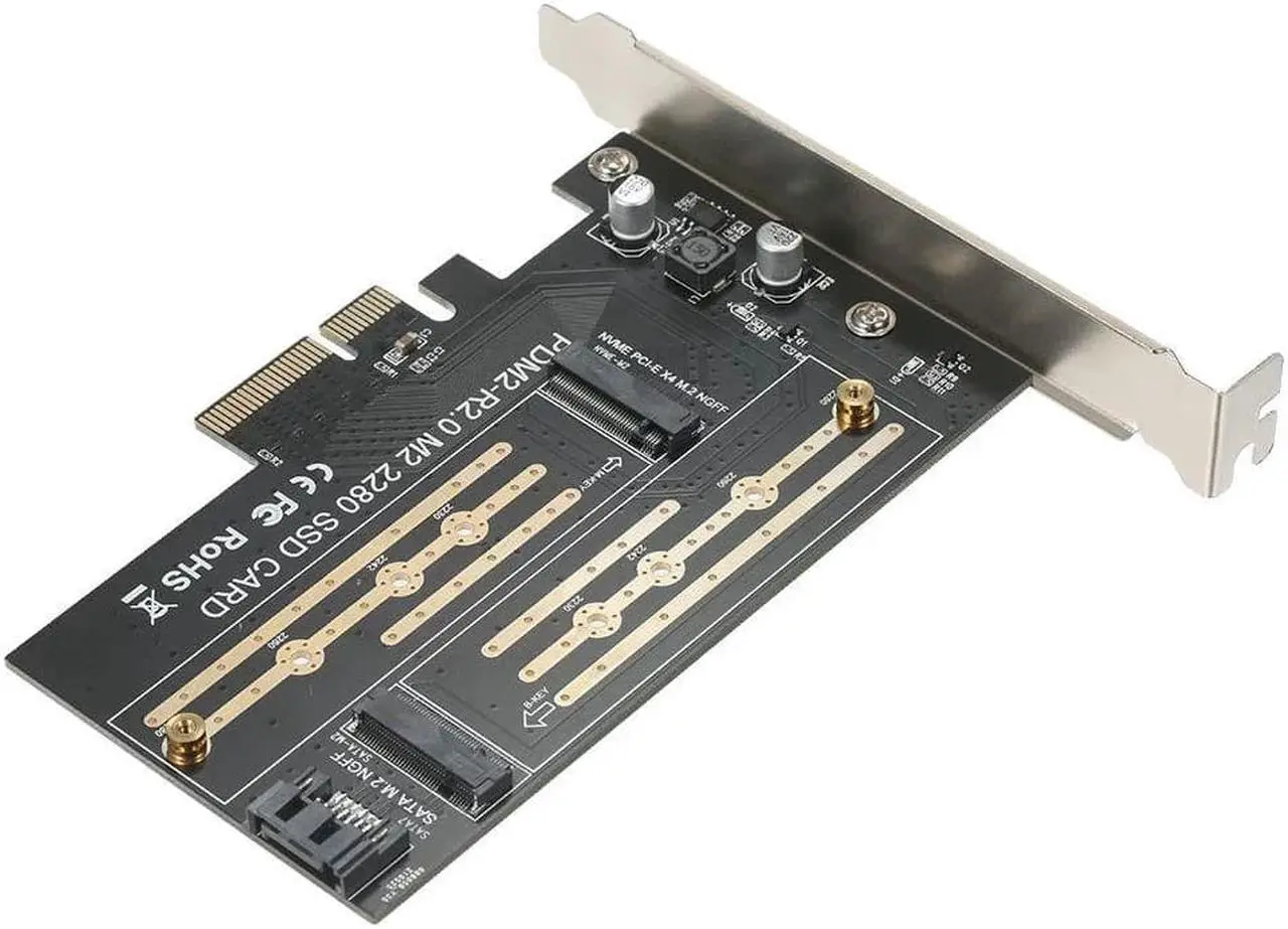 Alt view image 5 of 7 - M.2 NVME to PCI-E X4 Expansion Card SSD Adapter Card with M.2 M-key B-key Interfaces Support NVME SATA Dual Protocol