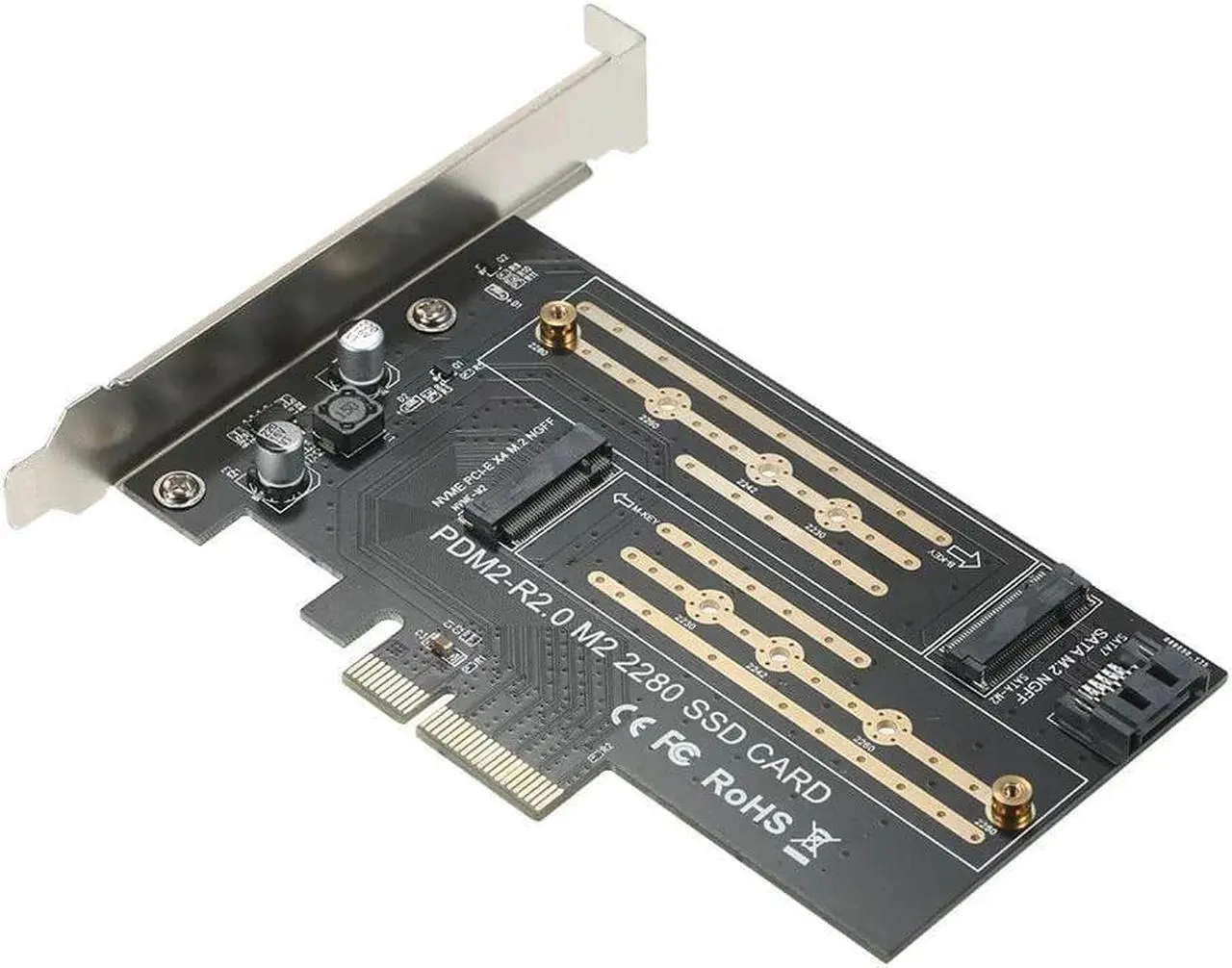 Alt view image 7 of 7 - M.2 NVME to PCI-E X4 Expansion Card SSD Adapter Card with M.2 M-key B-key Interfaces Support NVME SATA Dual Protocol