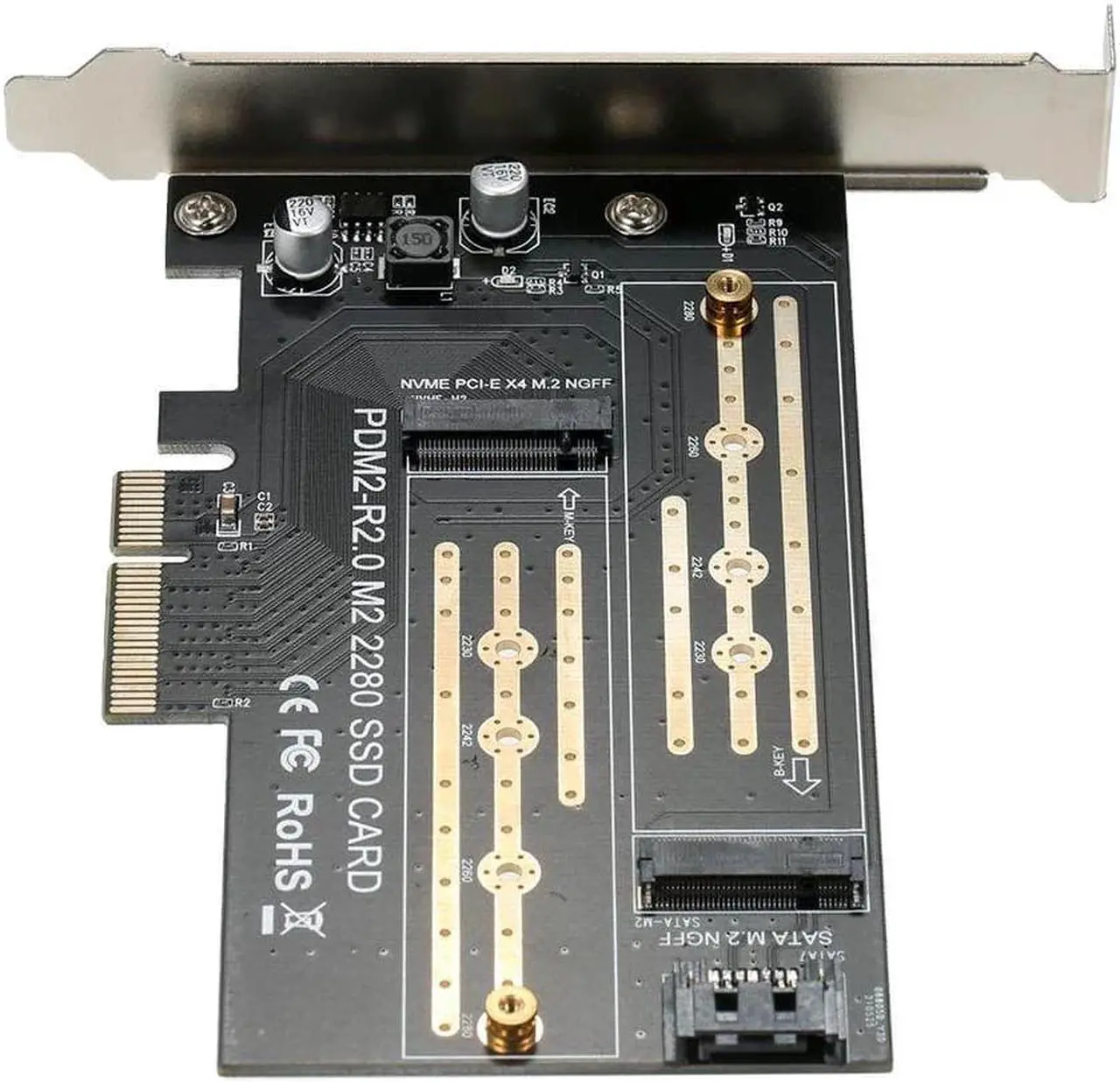 Alt view image 6 of 7 - M.2 NVME to PCI-E X4 Expansion Card SSD Adapter Card with M.2 M-key B-key Interfaces Support NVME SATA Dual Protocol