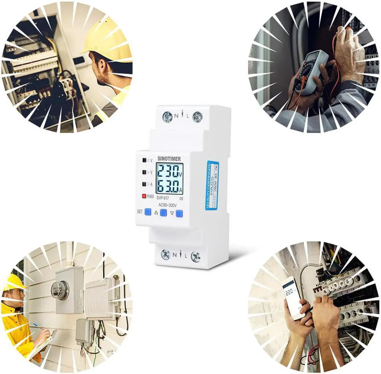 Alt view image 4 of 6 - 85-300V 80A Adjustable Over And Under Voltage Protective Energy Meter Cycle Switch Timer Delay Control Over Current Protection