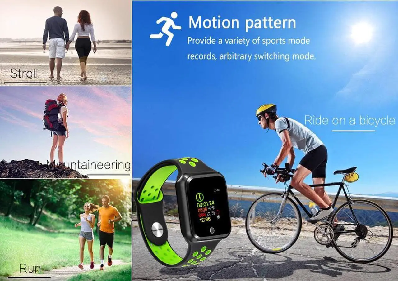 Alt view image 3 of 7 - S226 Smart Watches Watch IP67 Waterproof band Heart Rate Blood Pressure Bluetooth Sport Smartwatch for iPhone apple Android IOS (Black)