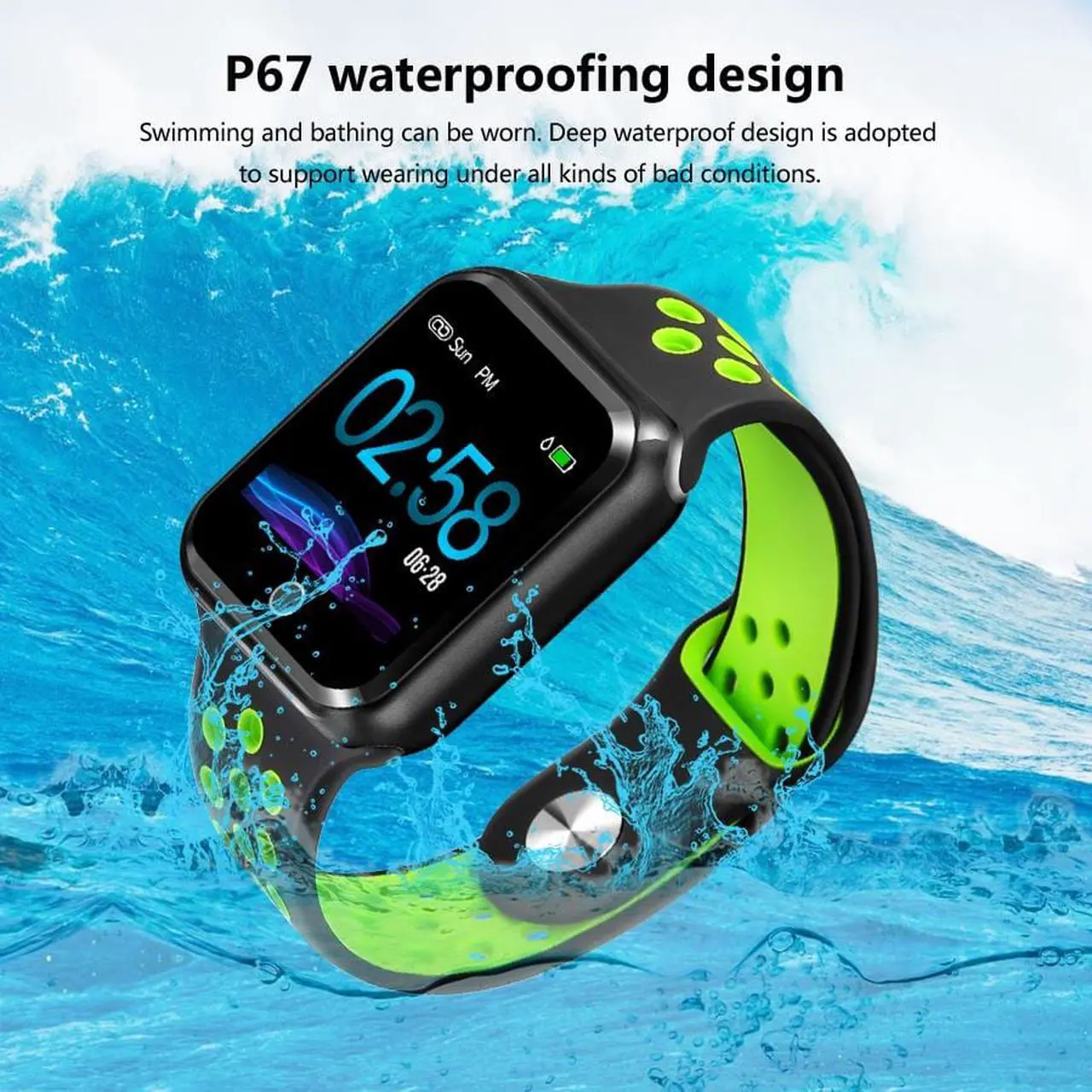 Alt view image 7 of 7 - S226 Smart Watches Watch IP67 Waterproof band Heart Rate Blood Pressure Bluetooth Sport Smartwatch for iPhone apple Android IOS (Black)