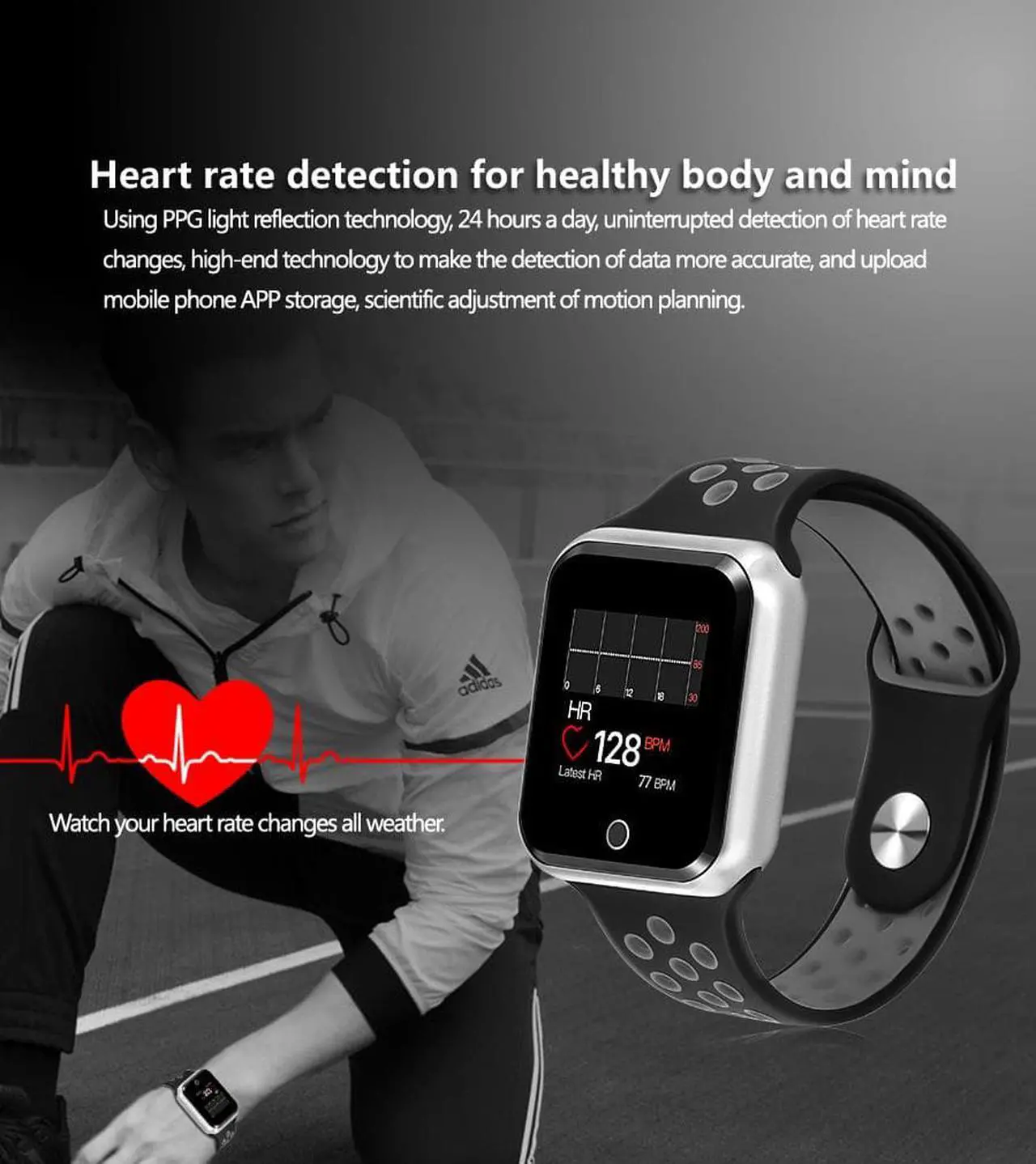 Alt view image 6 of 7 - S226 Smart Watches Watch IP67 Waterproof band Heart Rate Blood Pressure Bluetooth Sport Smartwatch for iPhone apple Android IOS (Black)