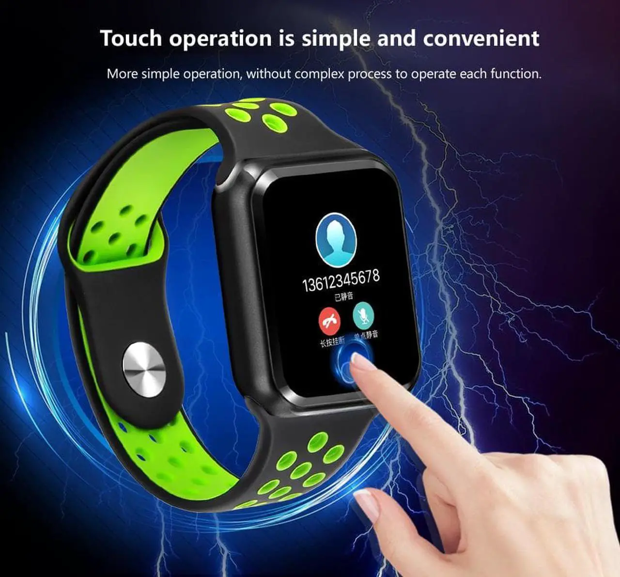 Alt view image 2 of 7 - S226 Smart Watches Watch IP67 Waterproof band Heart Rate Blood Pressure Bluetooth Sport Smartwatch for iPhone apple Android IOS (Black)