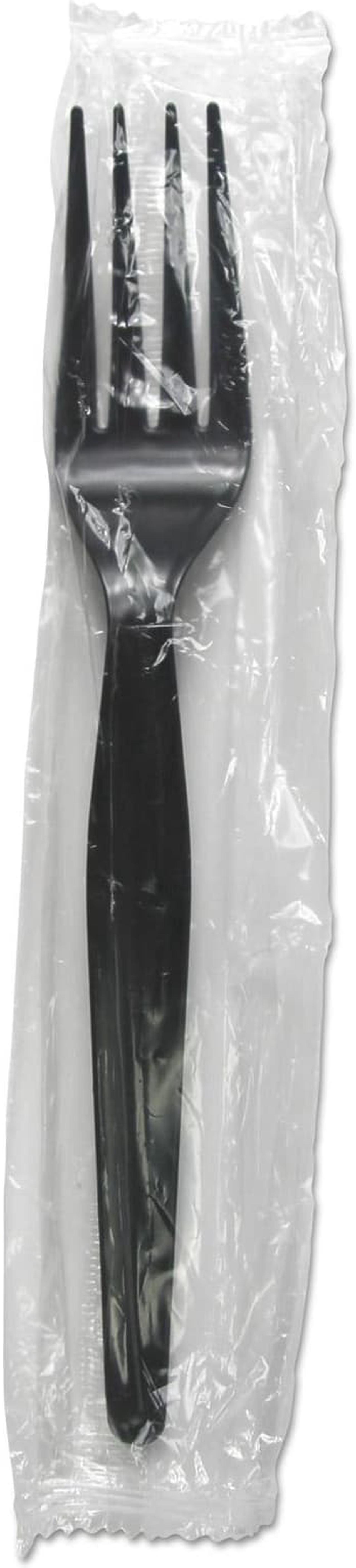 Alt view image 3 of 3 - Heavyweight Wrapped Polystyrene Cutlery, Fork, Black, 1,000/Carton FORKHWPSBIW