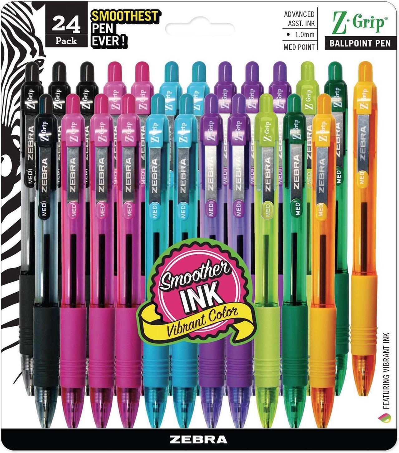 Alt view image 6 of 12 - Zebra Z-Grip Retractable Ballpoint Pen Assorted Ink Medium Point 24/Pack 12271