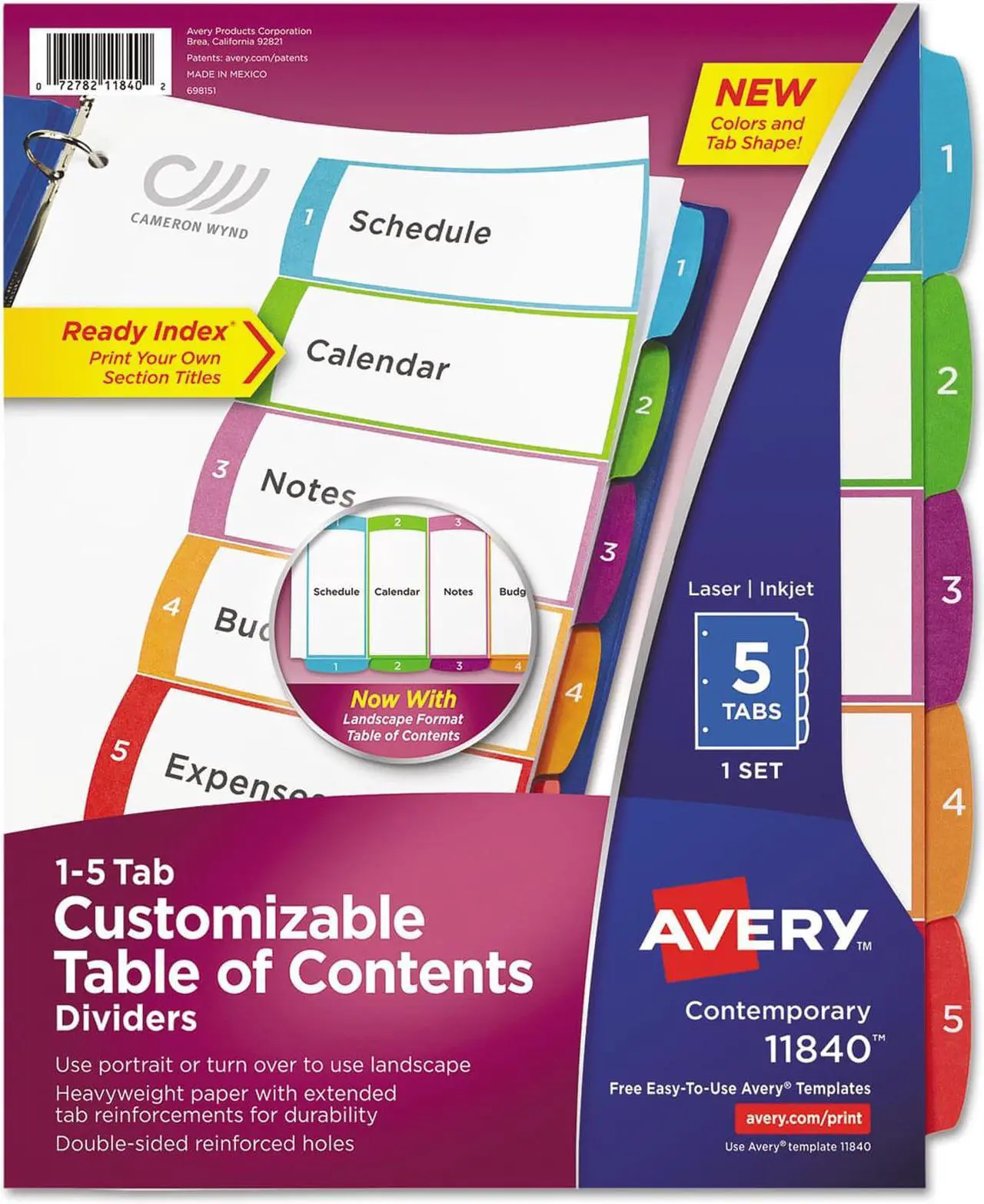 Alt view image 2 of 2 - Avery-Dennison 11840 Ready Index Table Of Contents Dividers, 1-5 Letter