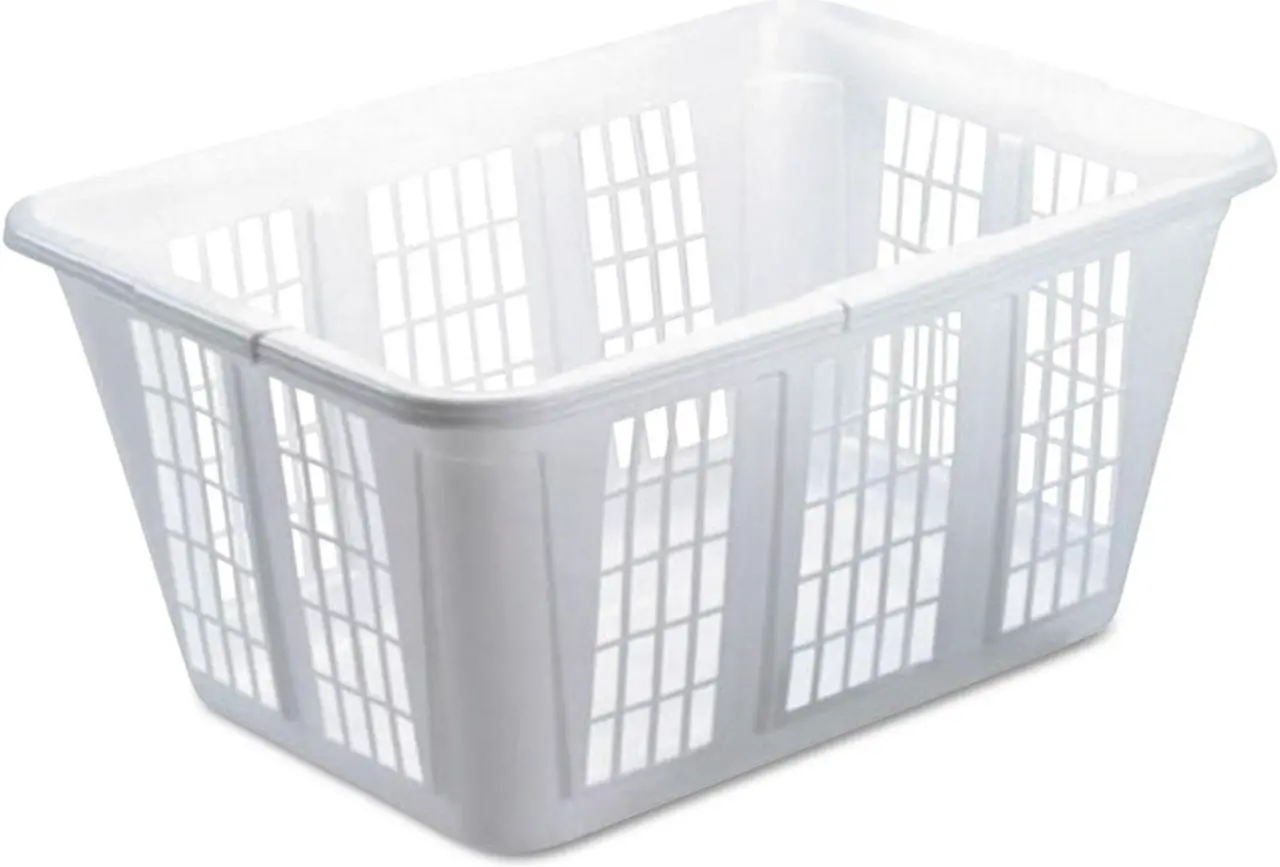 Alt view image 5 of 9 - Rubbermaid Laundry Basket 10 7/8w x 22 1/2d x 16 1/2h Plastic White 8/Carton